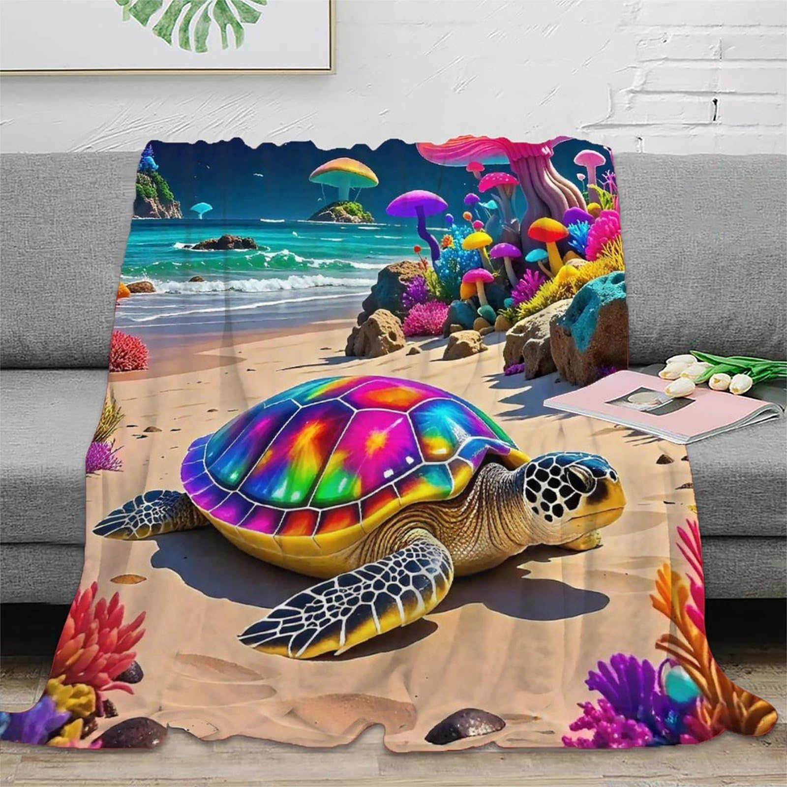 Couverture tortue de mer en peluche : évadez-vous dans un océan de douceur