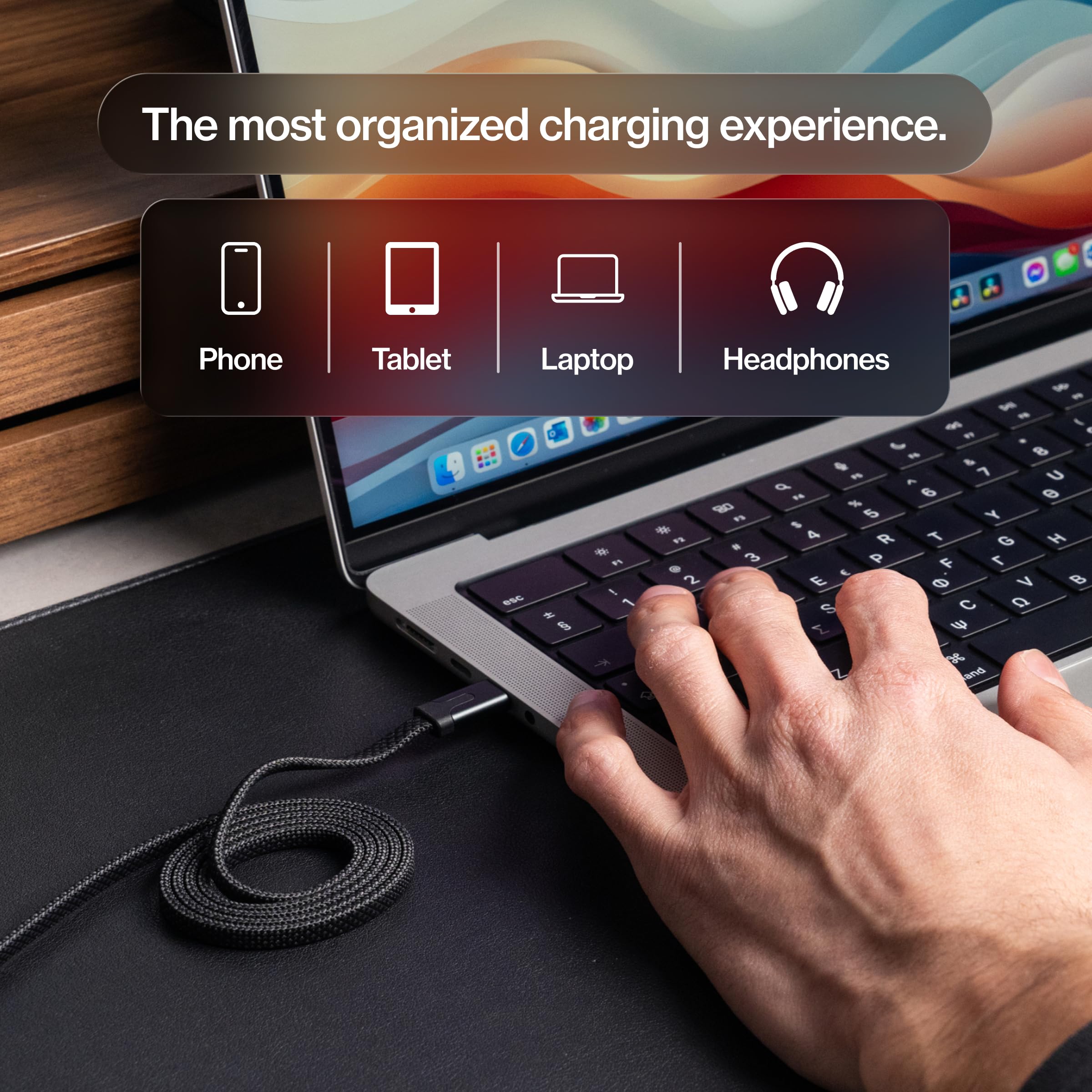 Statik MagStack Slim Pro - Cable USB C a USB C, cable magnético antienredos, cargador plano tipo C, cable de carga rápida, cable de carga magnético, compatible con iPhone 17, Galaxy S24 Ultra, 100 W