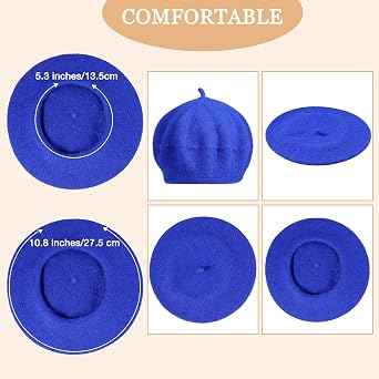 Honoson 15 Pieces Women Wool Beret Hat Wool French Beret Hat Artist Cap Winter Solid Color Cap for Women(Multiple Color)