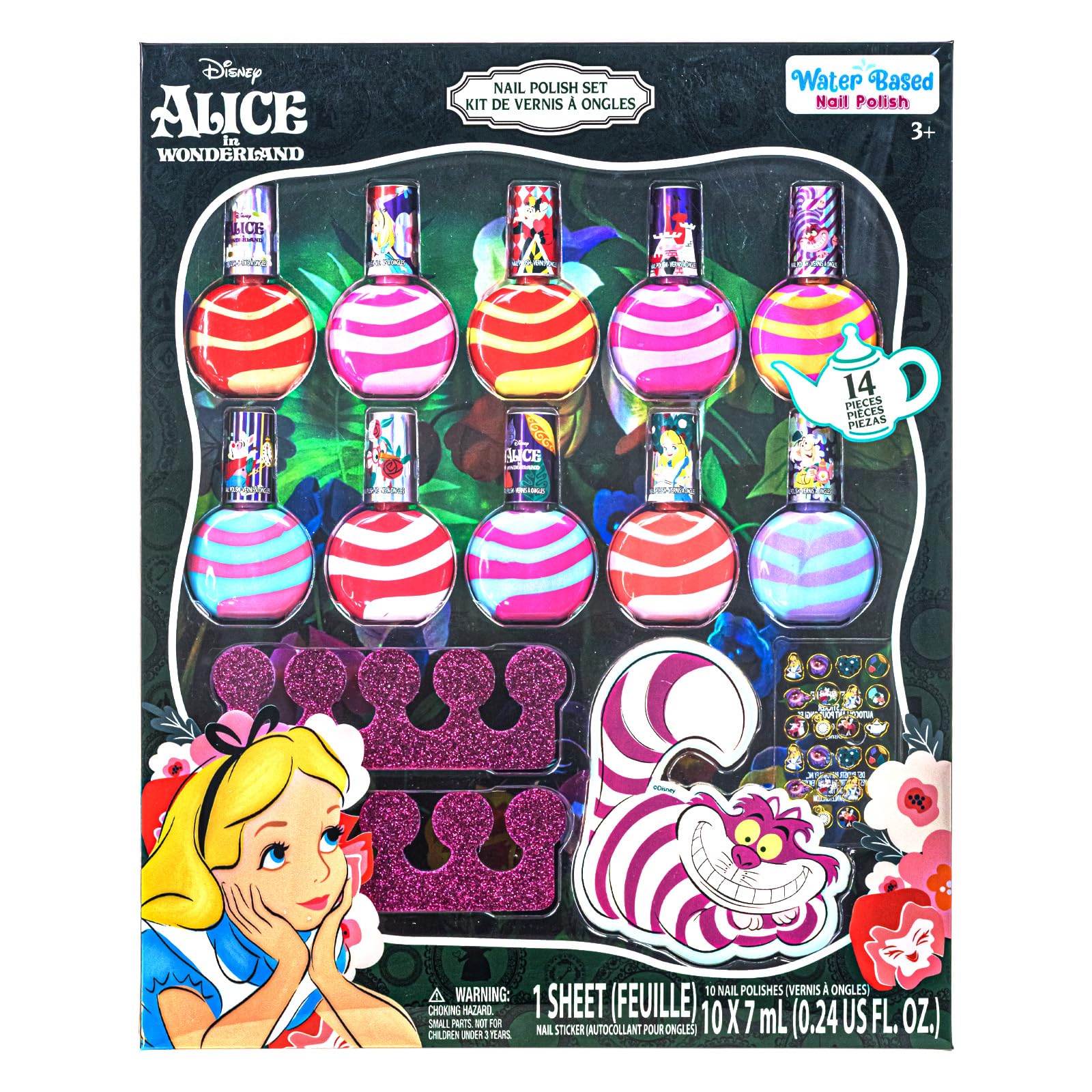 Alice in Wonderland Lakier Swirl 10 szt Wodny Brokatowy Peel-Off