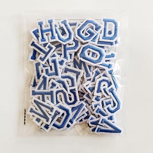 Miniatura 13 de Parches de letras para planchar de 1.3 pulgadas, 78 piezas, parches bordados del alfabeto A-Z para ropa, chaquetas, sombreros, mochilas, jeans