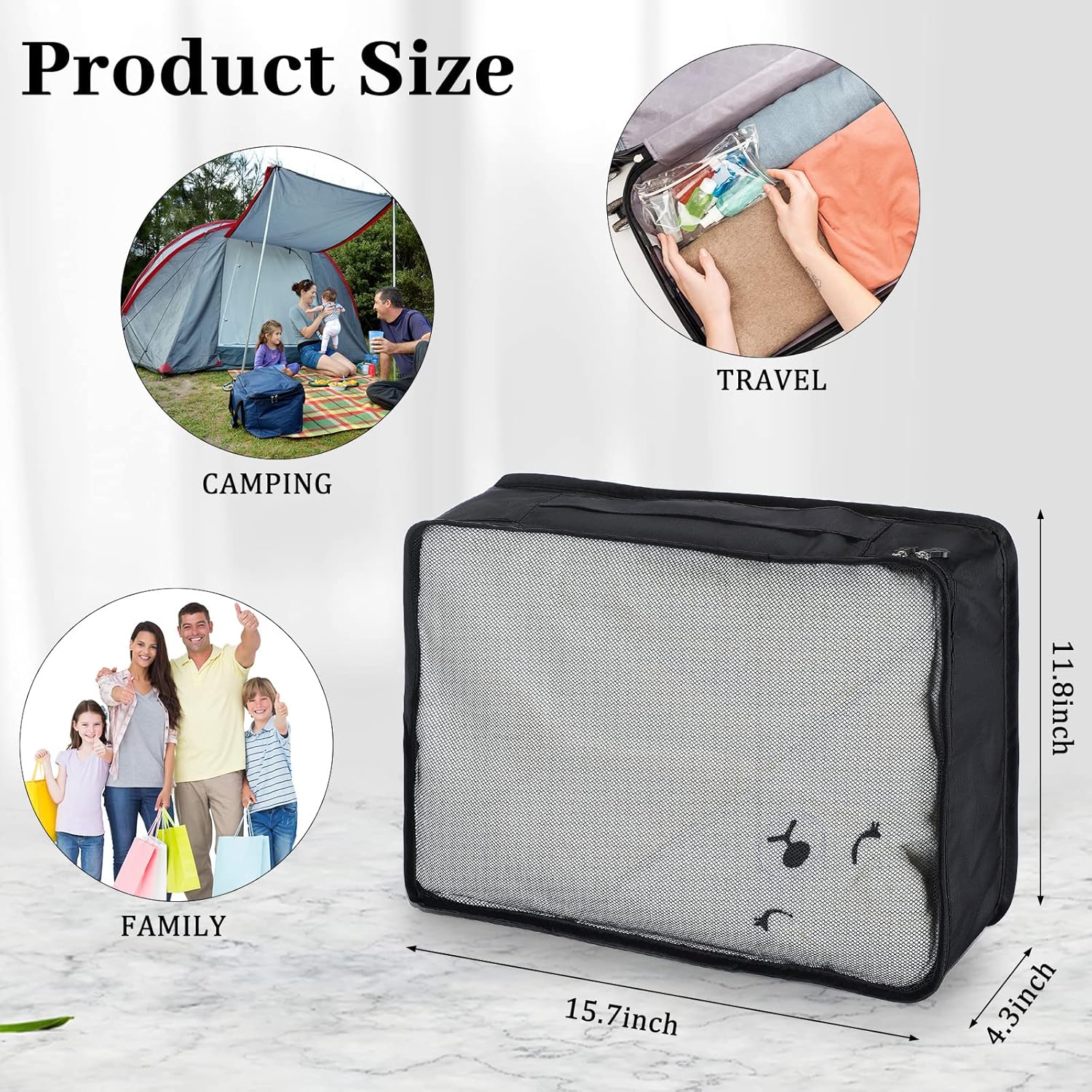 Tudomro 12 Pcs Large Packing Cubes Luggage Organizers for Suitcase Mesh Travel Organizer Bags Travel Packing Organizers for Traveling Camping Hiking - Image 2