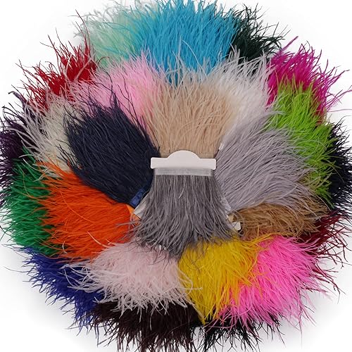 Miniatura 8 de Cinta para coser con flecos de plumas de avestruz para manualidades, ropa, accesorios de boda, vestido de novia latino, bricolaje, 2-5 yardas, 3-4