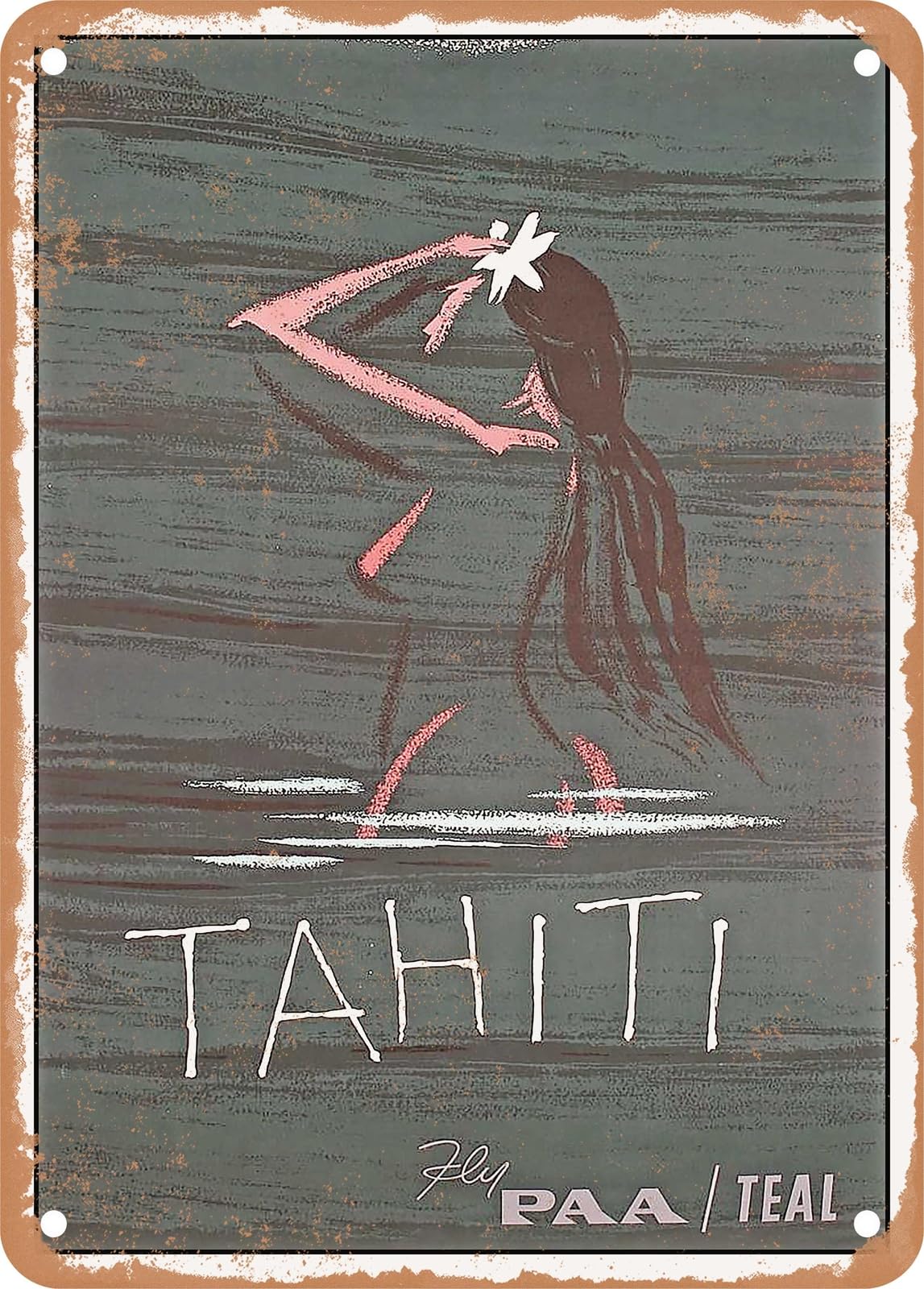 METAL SIGN - 1958 Tahiti Fly PAA Teal Vintage Ad 2 home decor