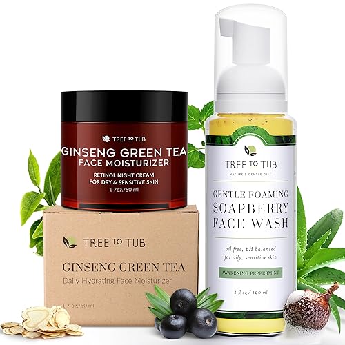 Tree to Tub Hidratante facial antienvejecimiento con retinol para piel seca y sensible, lavado facial para pieles mixtas grasas, antiarrugas, ácido