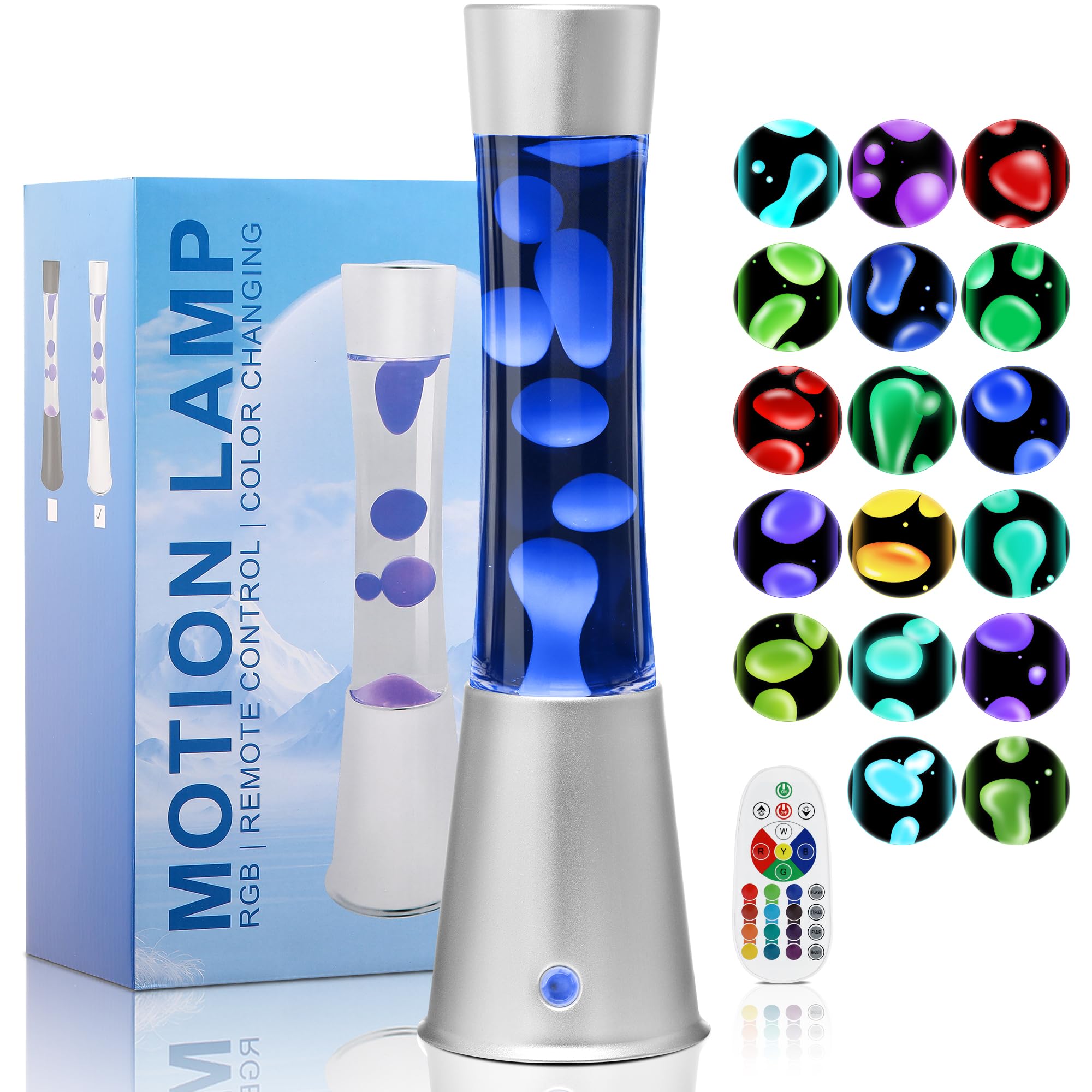 Lampada a Movimento Liquido Grande 40cm con 17 Cambi di Colore e Comando a Distanza per Bambini e Adulti lampada Effetto Bolle Camera Ufficio Decorazione Interna Regalo di Compleanno e Natale