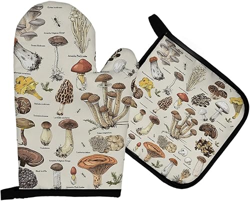 Mingnei Juego de manoplas de horno y soportes para ollas, estilo vintage, resistente al calor, decoración de cocina para cocinar, hornear, barbacoa,