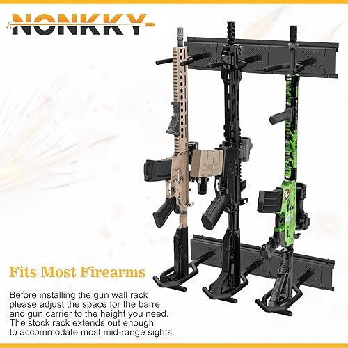 Miniatura 6 de Gun Rack, Adjustable Gun Racks for Wall, Heavy Duty Steel Indoor Gun Racks Holds up to 150 Lbs, Rifle Rack Display Stand with Soft Padding