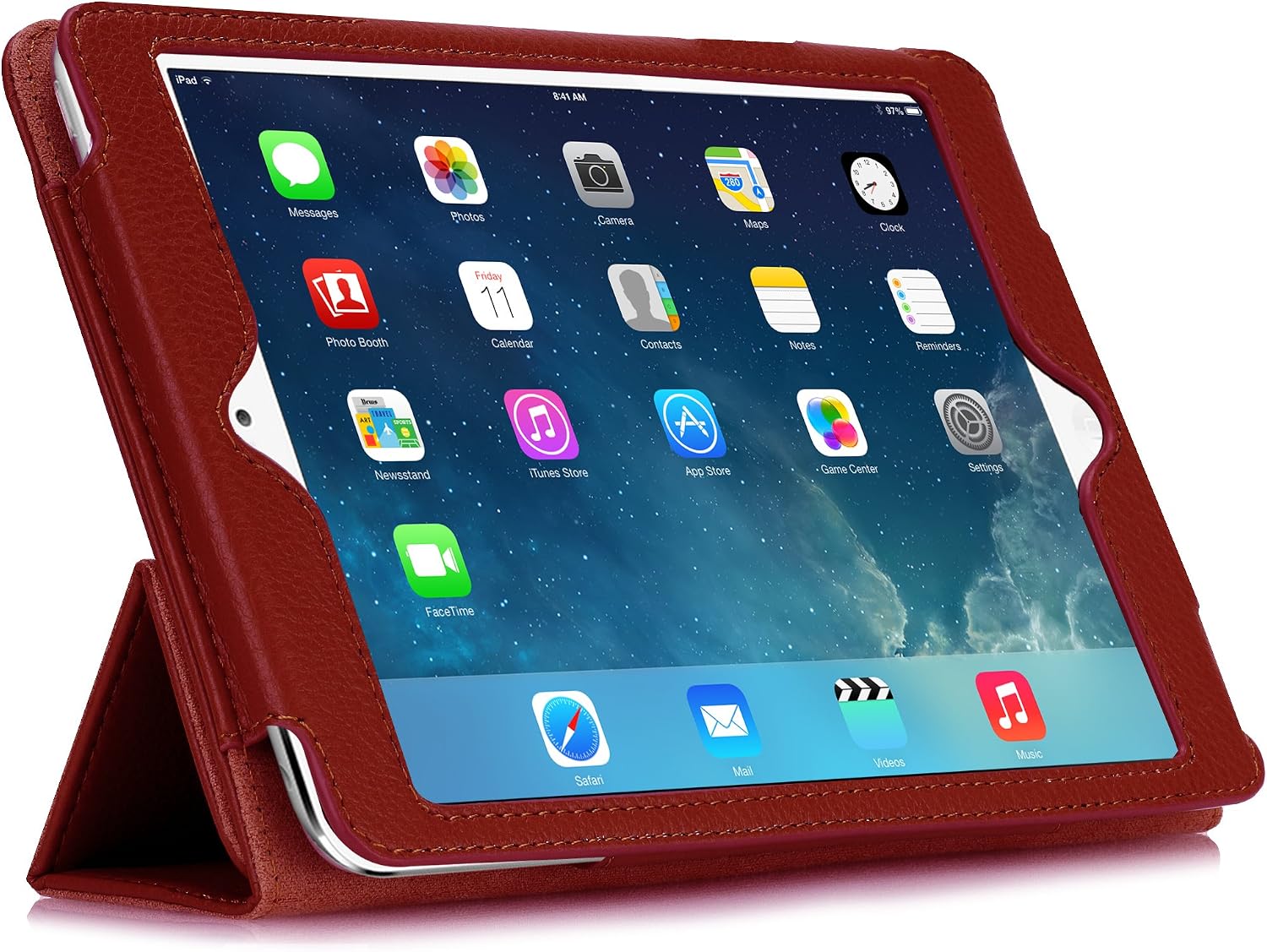 Casecrown Bold Trifold Case for iPad mini with Built-In Magnet for Sleep/Wake Feature, Red