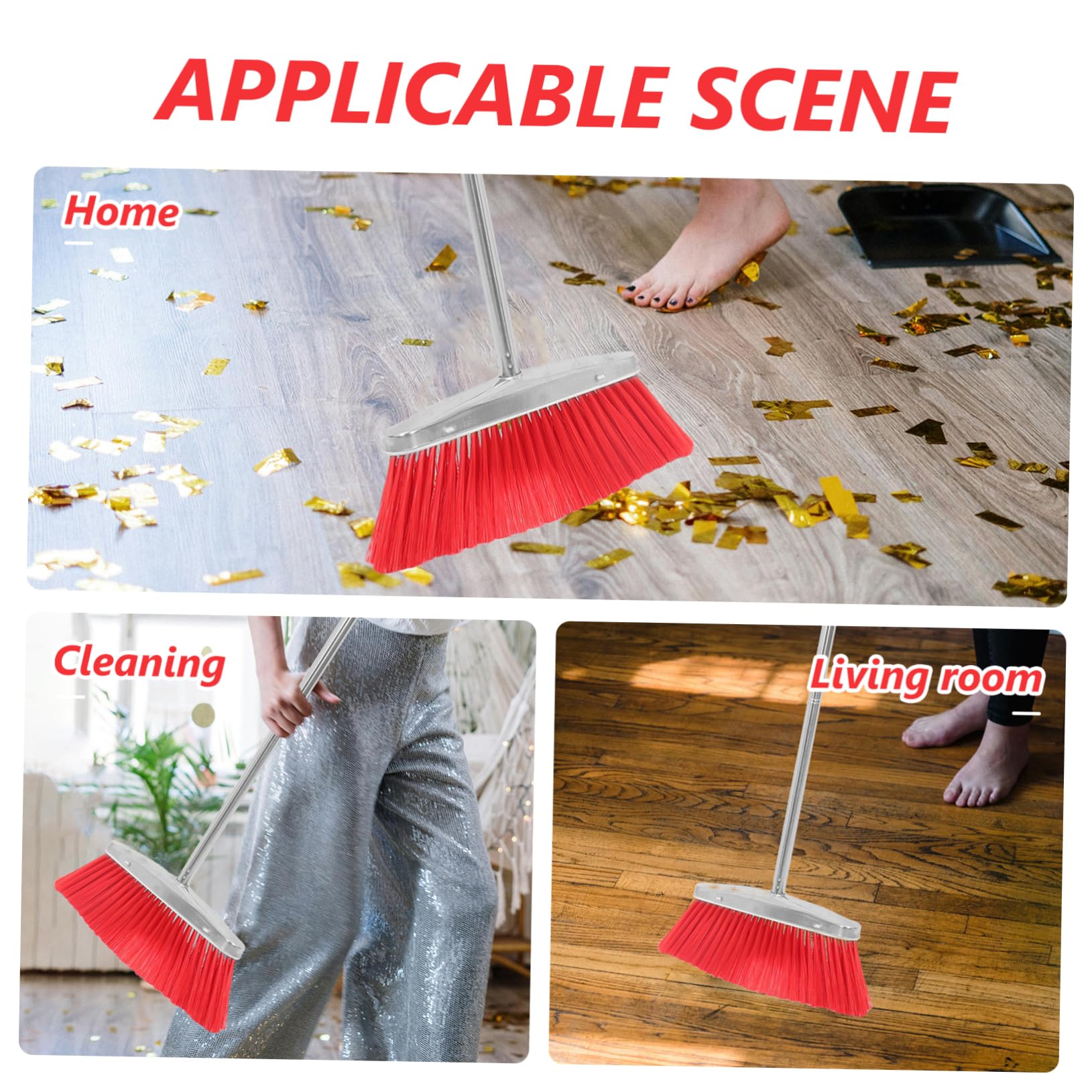 3pezzi Scopa per Pulizie Domestiche con Inossidabile e Setole Morbide per e Raccoglie Efficientemente e Graffiare