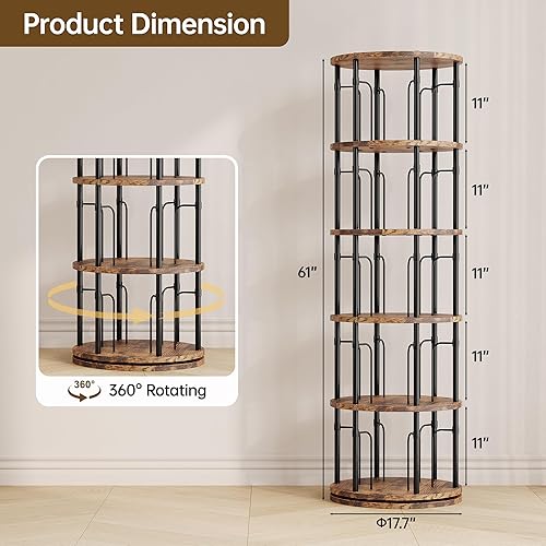 Miniatura 2 de Estantería giratoria de 5 niveles, estantería giratoria de 360, organizador giratorio vertical para espacios pequeños, esquina, sala de estar,