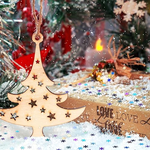 Miniatura 7 de Geosar Nieve artificial de Navidad de 5.3 onzas y copos de nieve iridiscentes de 0.7 onzas, confeti con purpurina instantánea, decoración de copos