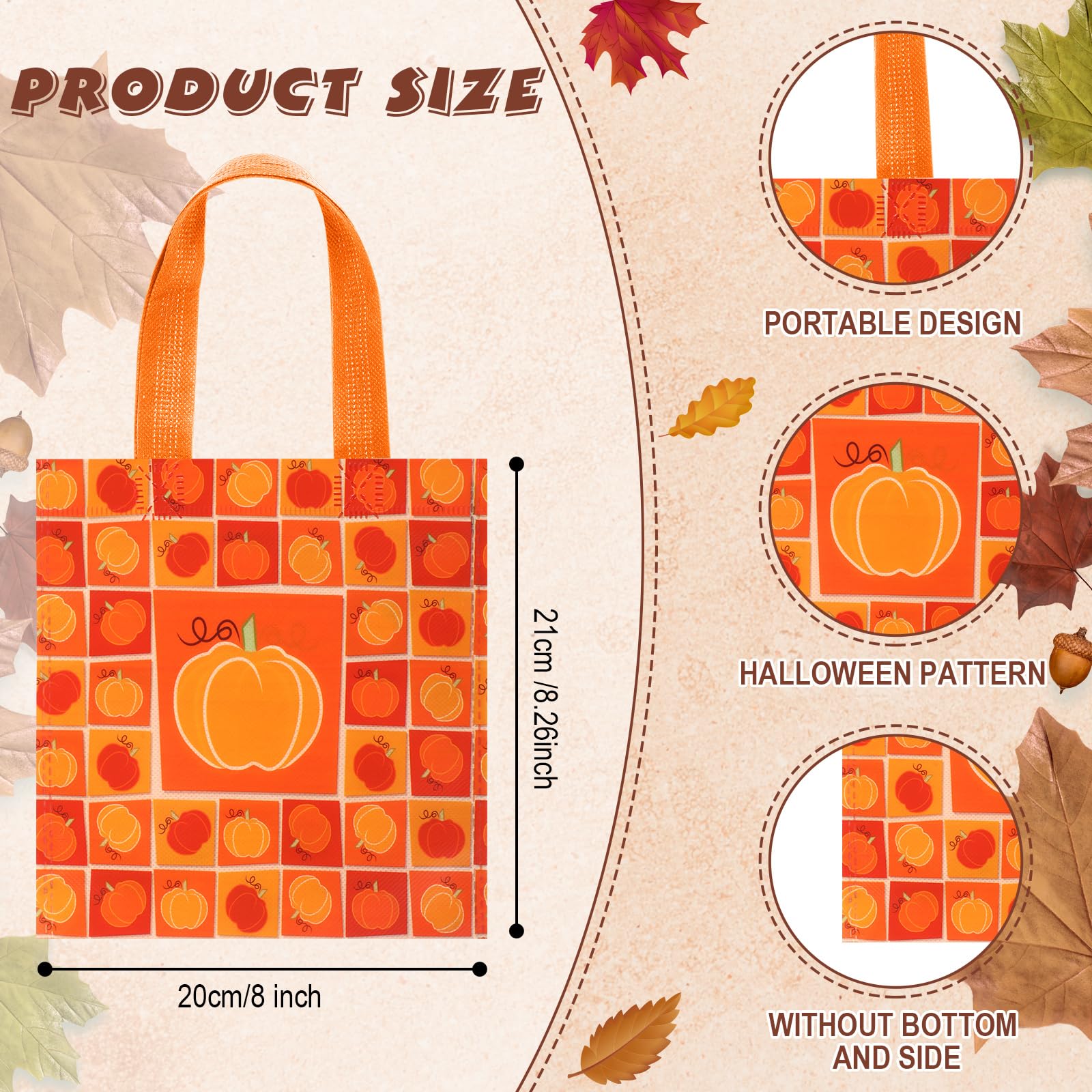 Chapou 120 Pcs Happy Thanksgiving Gift Bags Fall Party Favor Non Woven