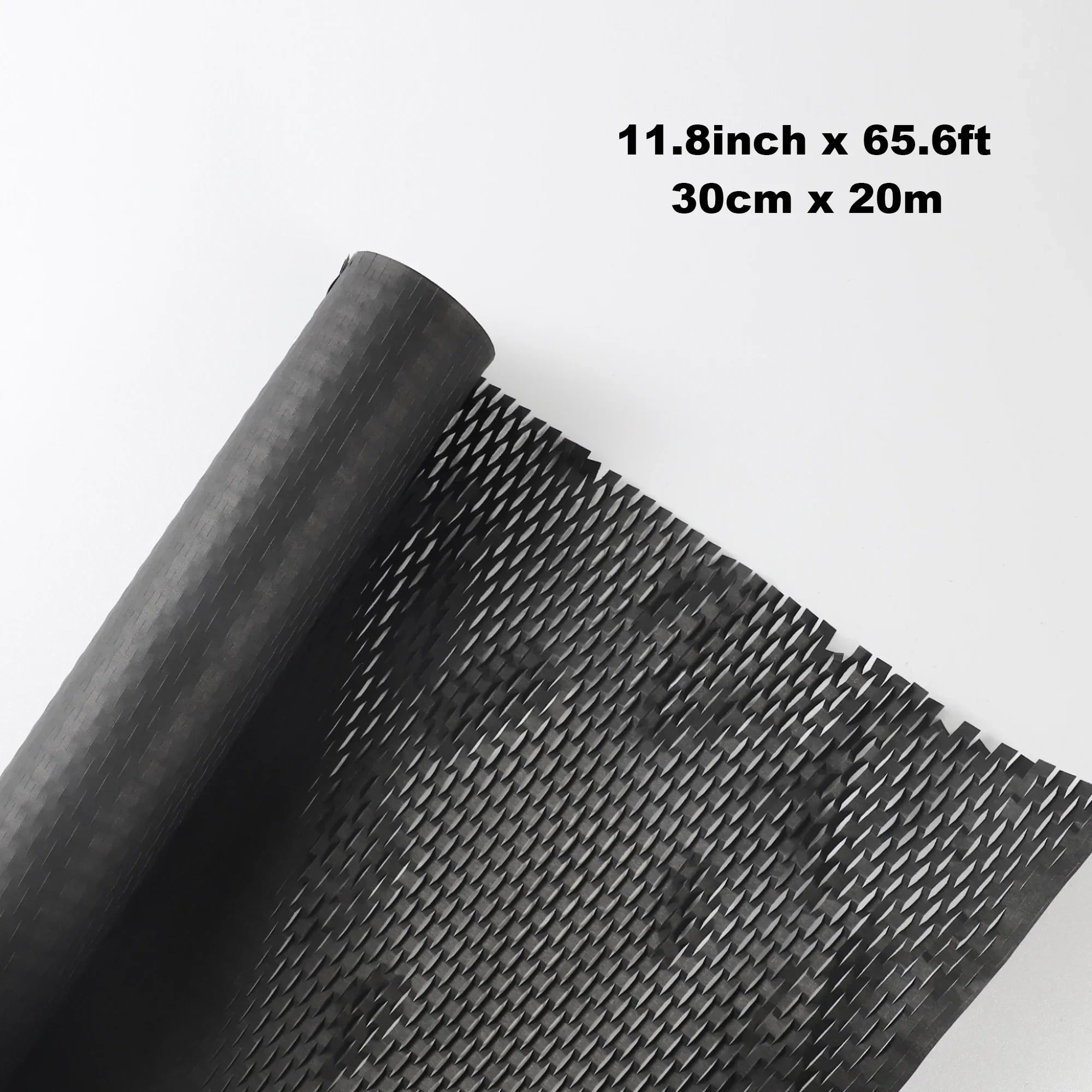Alternatywa dla folii bąbelkowej, Rolka papieru o strukturze plastra miodu szerokości 30 cm, czarna do pakowania prezentów(Black 30cmx20m)