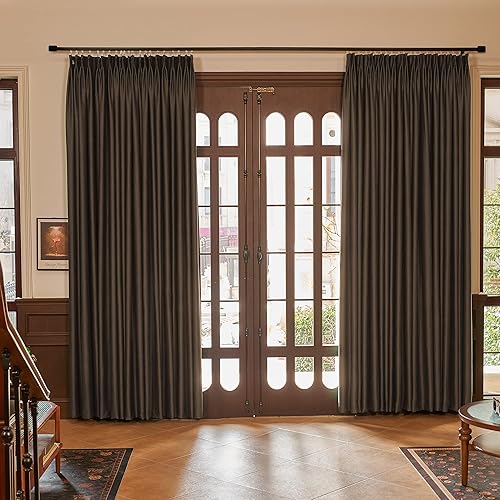 Cortinas plisadas opacas con aislamiento térmico sólido de 96 pulgadas de largo, para sala de estar, patio, puerta, cortina para oscurecer la