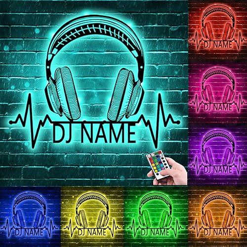 Miniatura 7 de Letrero de neón personalizado para reproductor de DJ, nombre personalizado, auriculares de DJ Disc Jockey, letrero de luz LED de metal, lámpara