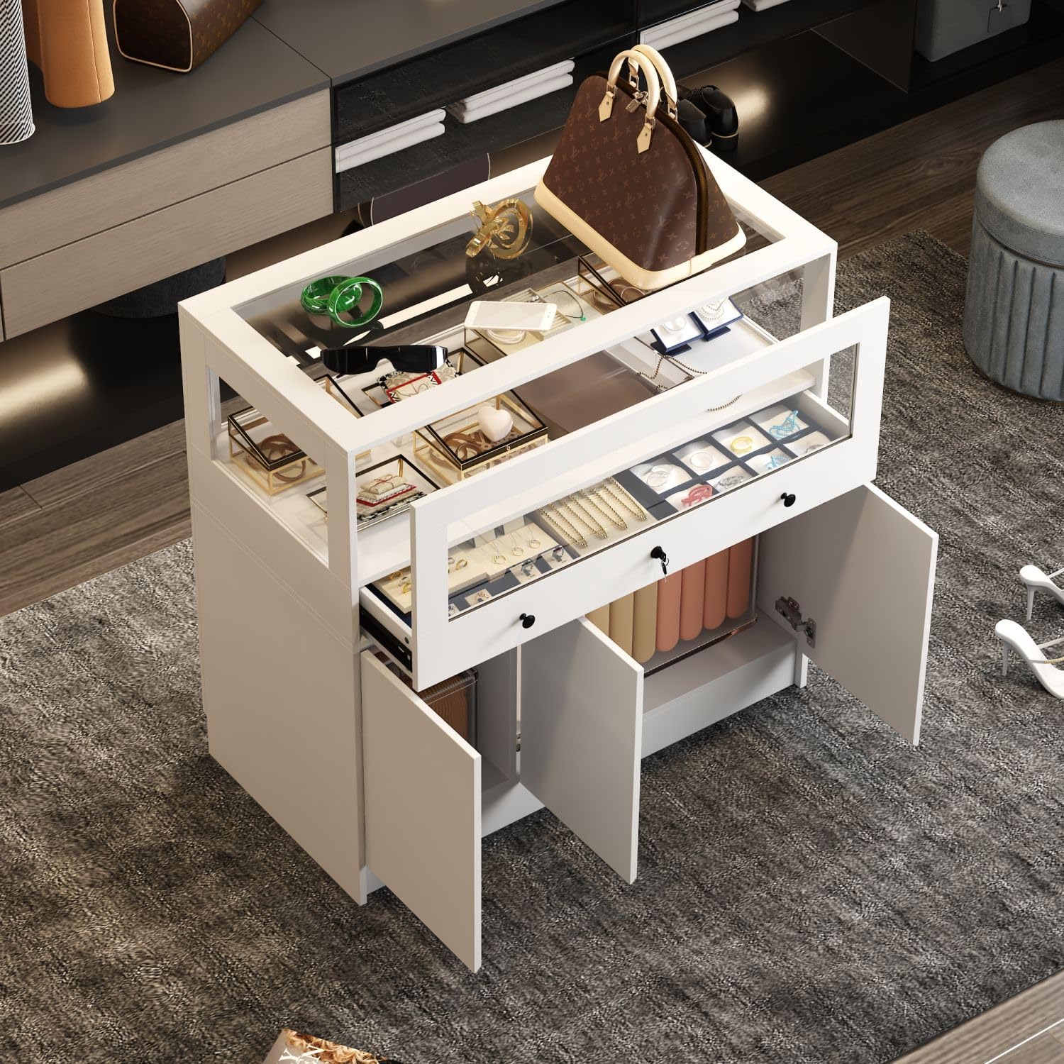 Closet Vanity With Storage Brown Wood Free Standing W