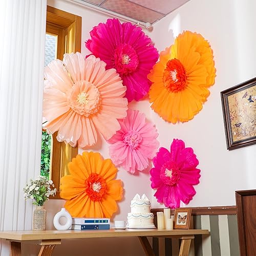 Giegxin 6 Pcs 31.5", 24" Orange Giant Paper Flower Rose