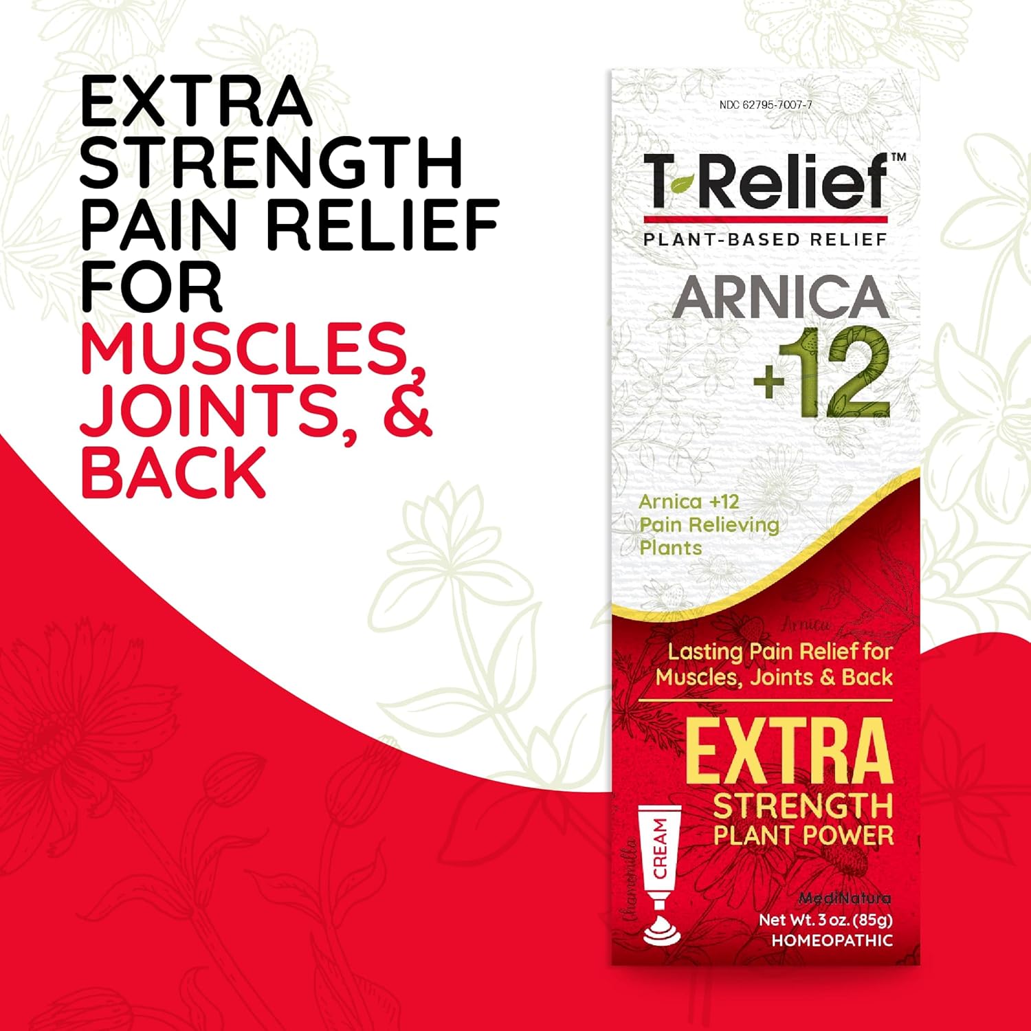 MediNatura T-Relief Extra Strength Cream Arnica +12 Natural Relieving Actives for Back Pain Joint Soreness Muscle Aches & Stiffness, Whole Body Fast Acting Relief for Women & Men - 3 oz (2 Pack) - Image 3
