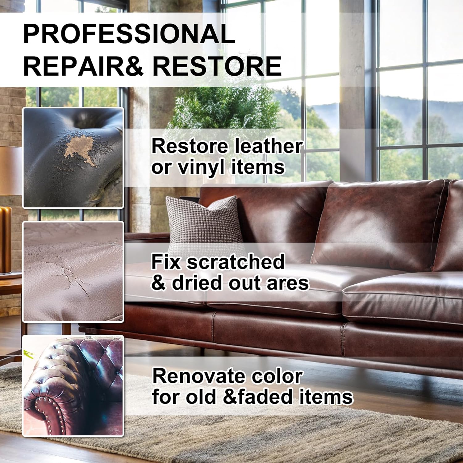 Leather Recoloring Balm, Leather Repair Kit for Furniture, Leather Dye, Leather Color Restorer for Couches, Leather Scratch Remover, Leather Paint for Furniture (Dark Brown) - Image 4