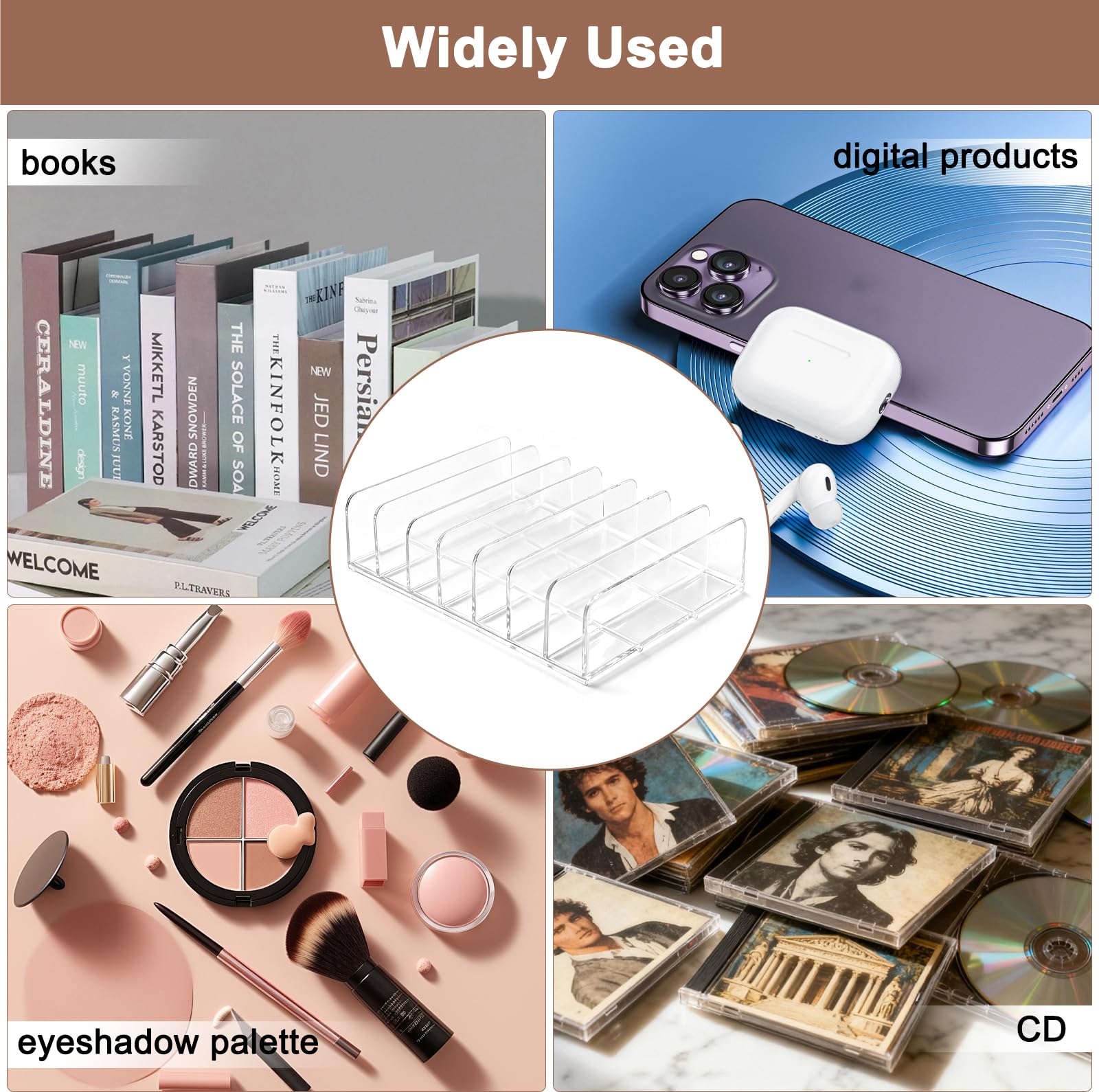 VOSSOT 2 supporti trasparenti per CD e CD, in acrilico, per presentazioni, cosmetici, DVD, per CD, da toeletta, per cassette da gioco, libri