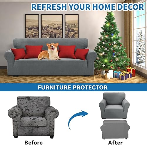 Miniatura 2 de XINEAGE Fundas elásticas para sillón nuevas 2025, 1 pieza, protector para silla de sala de estar, funda gruesa y suave con parte inferior elástica,