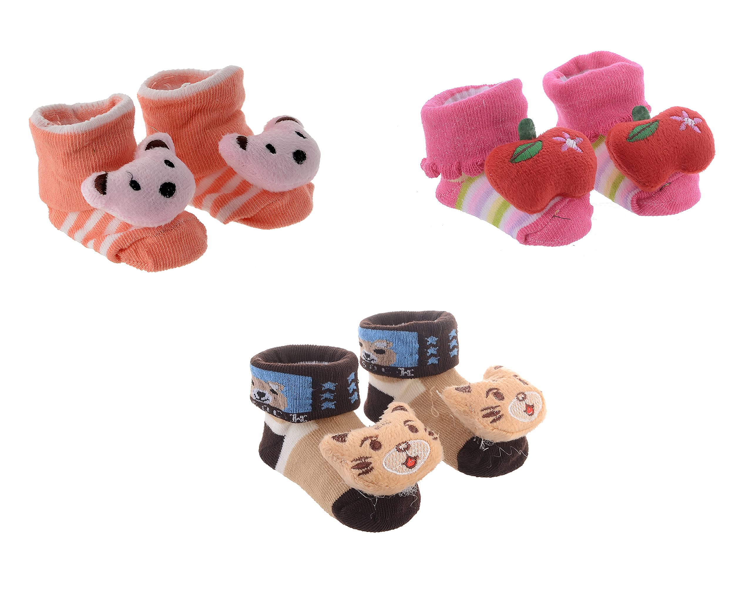 SHOP FRENZY 3d face unisex soft newborn anti skid ANTI SLIP booties socks (0-6 months)