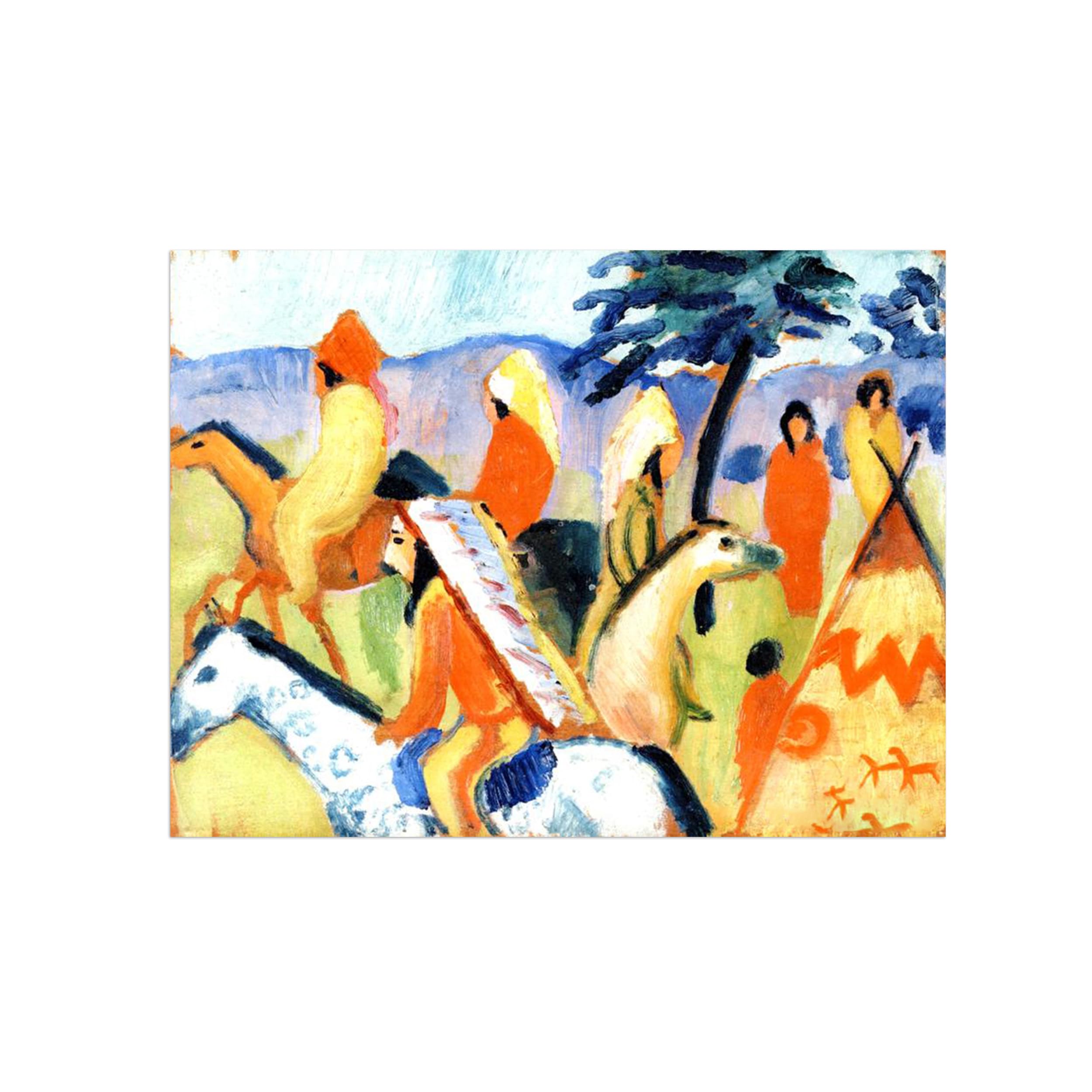 Sdyskkug Unframed August Macke Famous Wall Art For Living Room. Horseback. Canvas Artwork Picture. Prints Reproduction Modern Home Decor 50X40cm