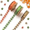 Hying 3 Rolls Fall Ribbons for Crafting, Autumn Maple Leaf Ribbon Orange Green Thanksgiving Craft Ribbons for Gift Wrapping DIY Wreath Bouquets Decorations-5 Yards Each
