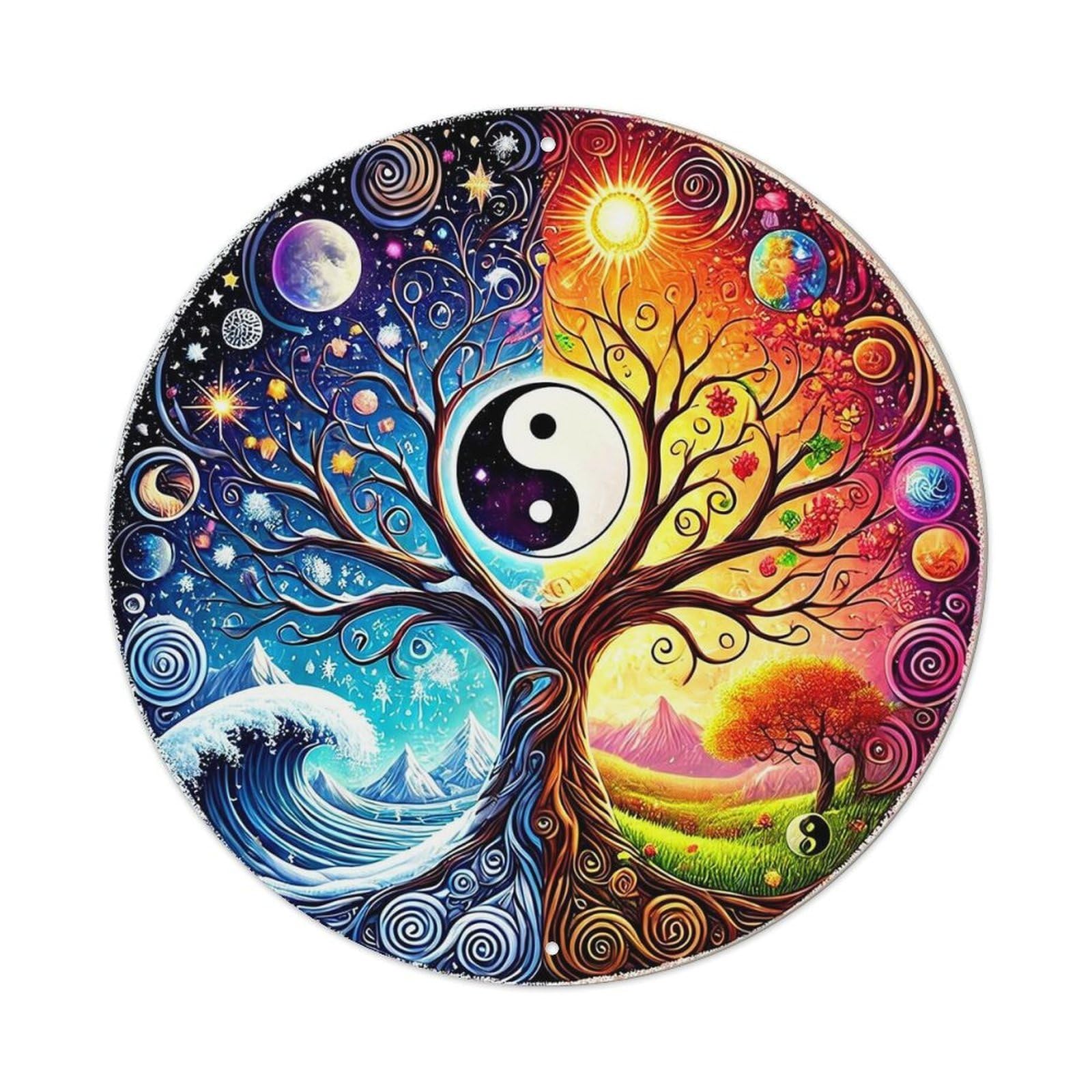 Jdyansheng Vintage Yin Yang Tree Of Life Tin Sign Metal Poster Metal Signs For Home Man Cave Bar Cafe Kitchen Laundry Room Wall Decorations 8X8 Inches