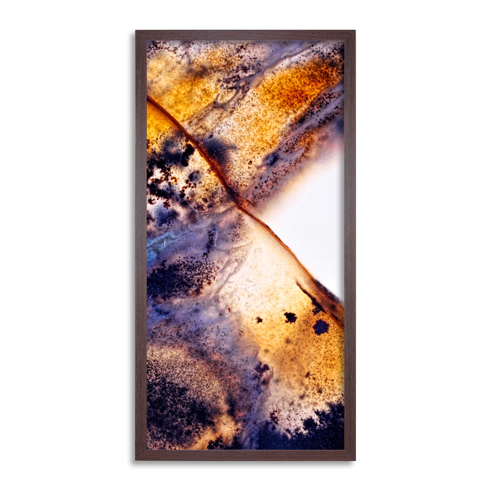 DT Gemstone Mineral Violet Texture Long Framed Art Print Wall Poster 25x12 inch