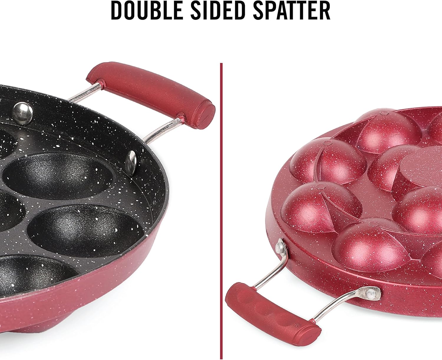 CELLO Aluminium Crown Side Handle 12 Cavity Appam, Maroon