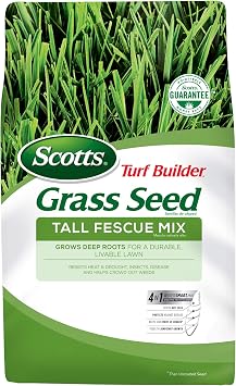 Scotts Turf Builder Grass Seed Tall Fescue Mix, 7 lb. - Full Sun and Partial Shade - Resists Heat and Drought, and Helps Crowd Out - Seeds up to 1,750 sq. ft.