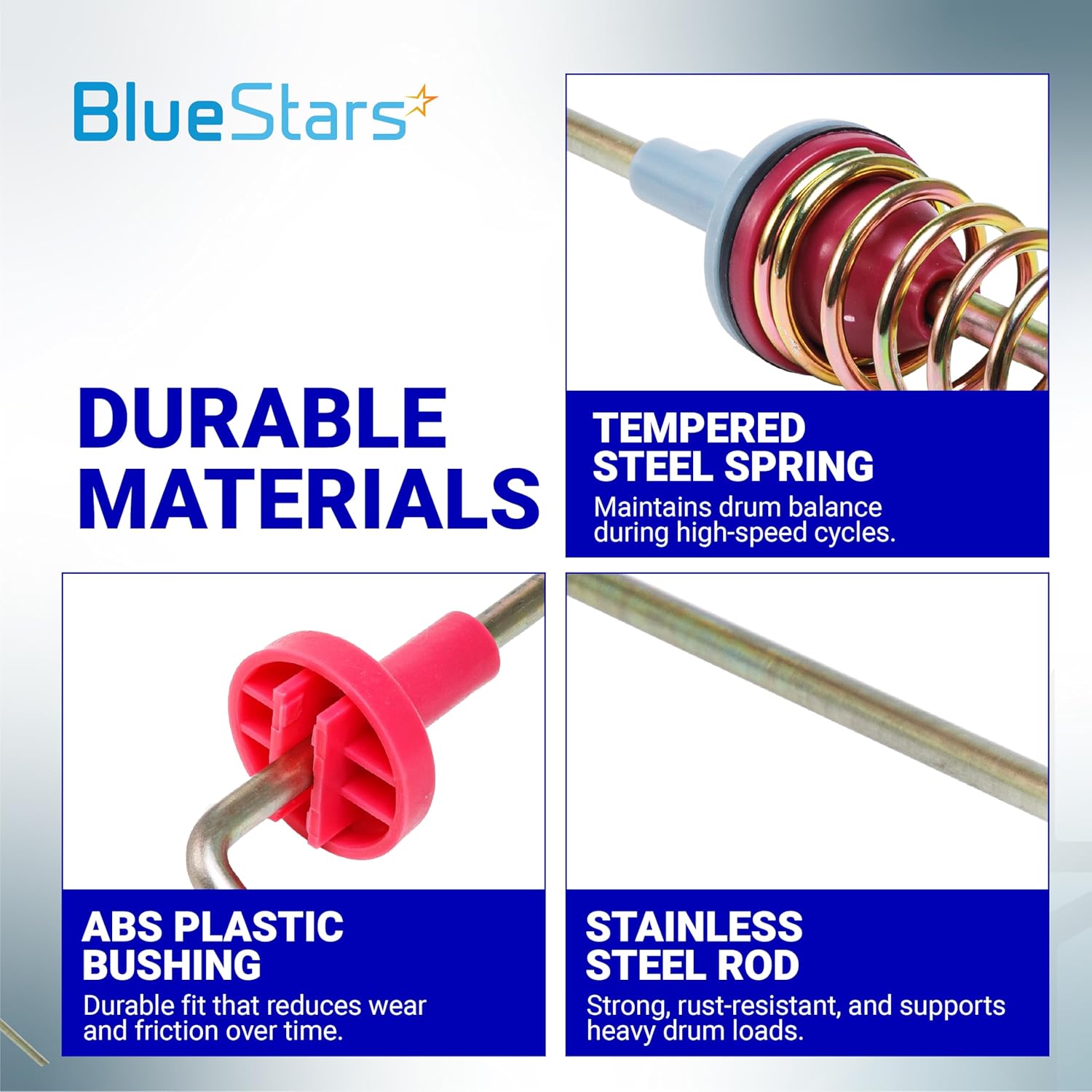 4 Pack DC97-16350T DC97-16350U Suspension Rods 26.2" - Fit WA50R5200AW/US WA50R5400AV/US WA50R5400AW/US WA45T3200AW/A4 WA45N3050AW/A4 WA50R5200AV/A4 Samsung Top Load Washer