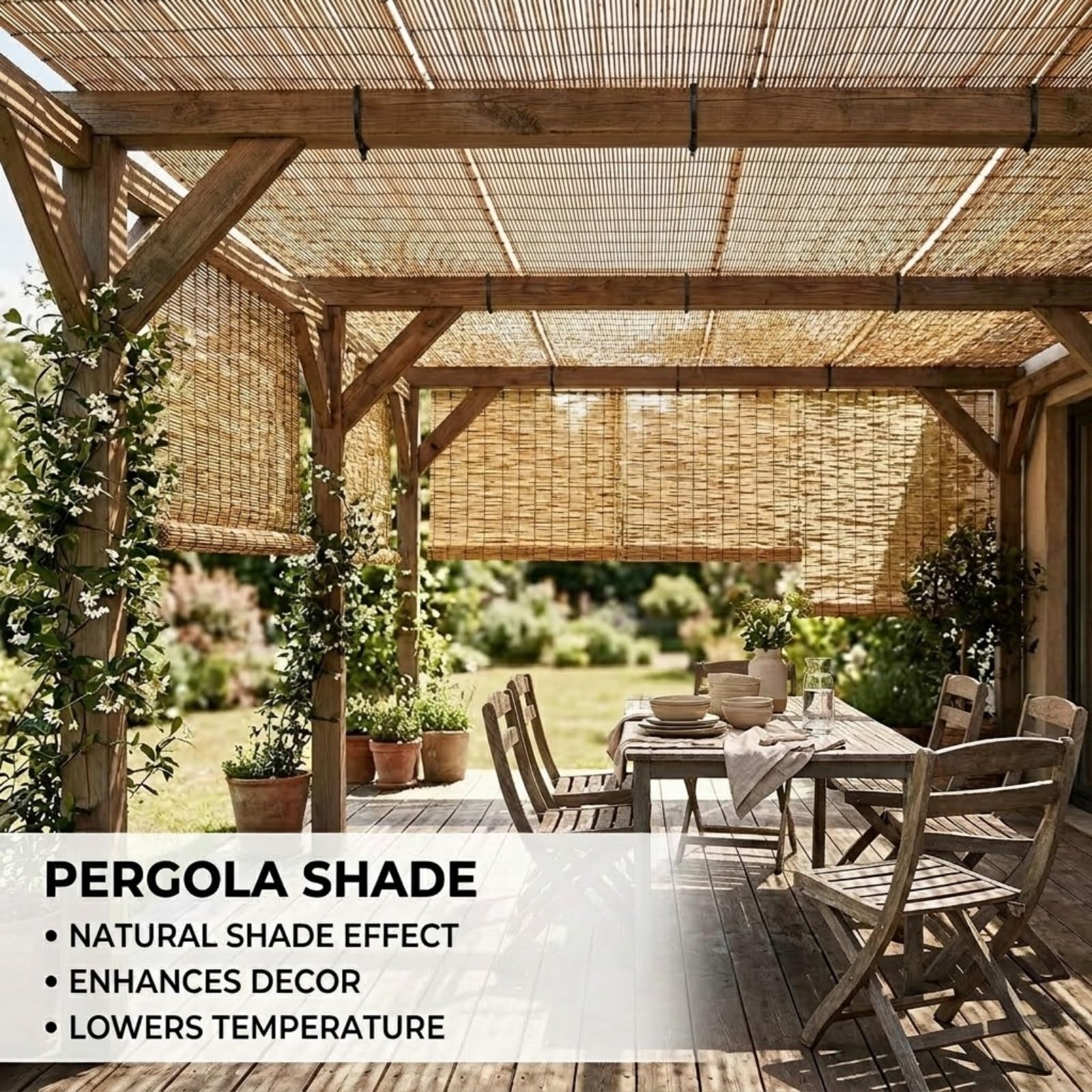 Canisse en Roseau Naturel 100x500cm Brise Vue Roseau Occultation pour Jardin Terrasse Balcon Canisse en Roseau Protection Regards et Vent Natte Naturelle Facile à Monter(Nature,122x305cm(4x10ft))