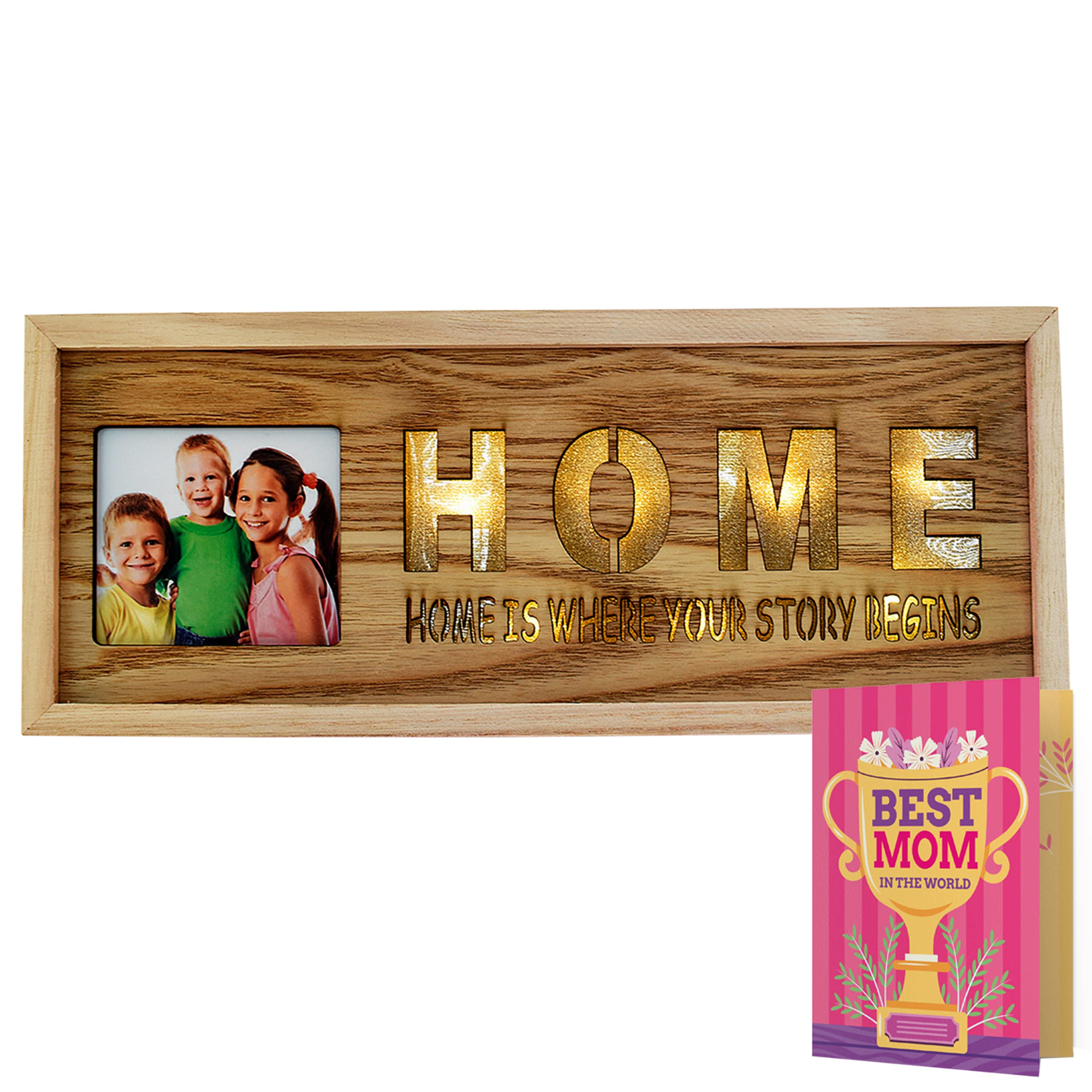 ARCHIES Mother's Day Wooden photo frame with stand trending wood art decor photo frame design gift for mother| Mother's Day Giftting
