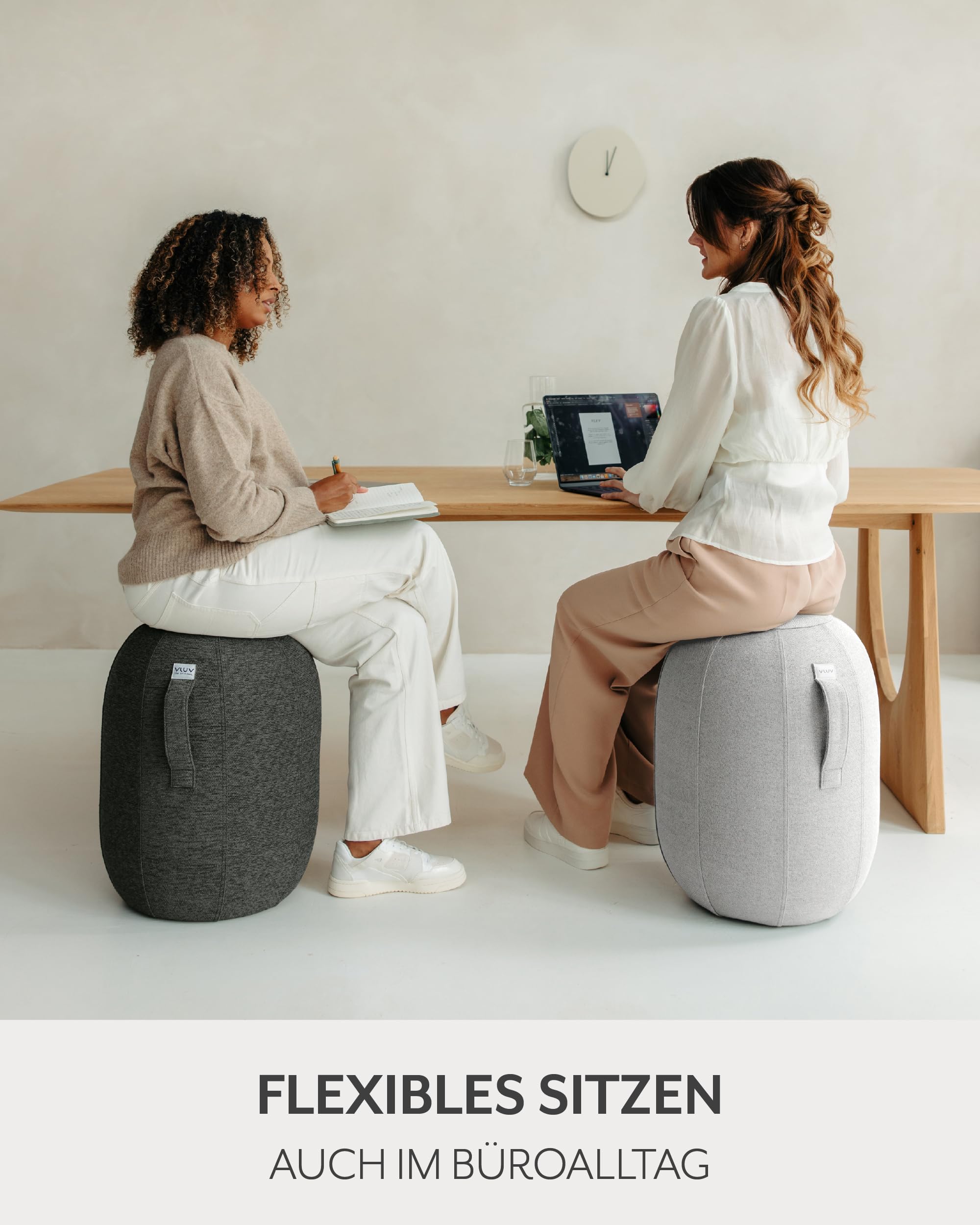 VLUV® Kapsul Stov Tabouret d'équilibre ergonomique avec poignée de transport et protection anti-basculement - Housse en tissu lavable - Anthracite - Taille M