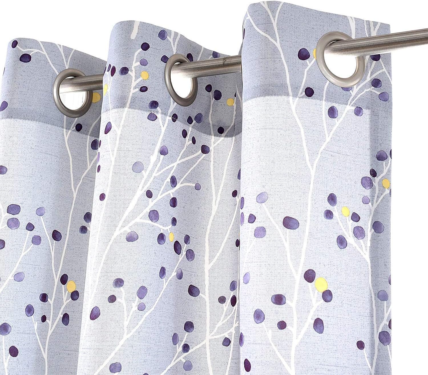 Gray Polyester Room-Darkening Grommet Curtain Panels, 108" Length