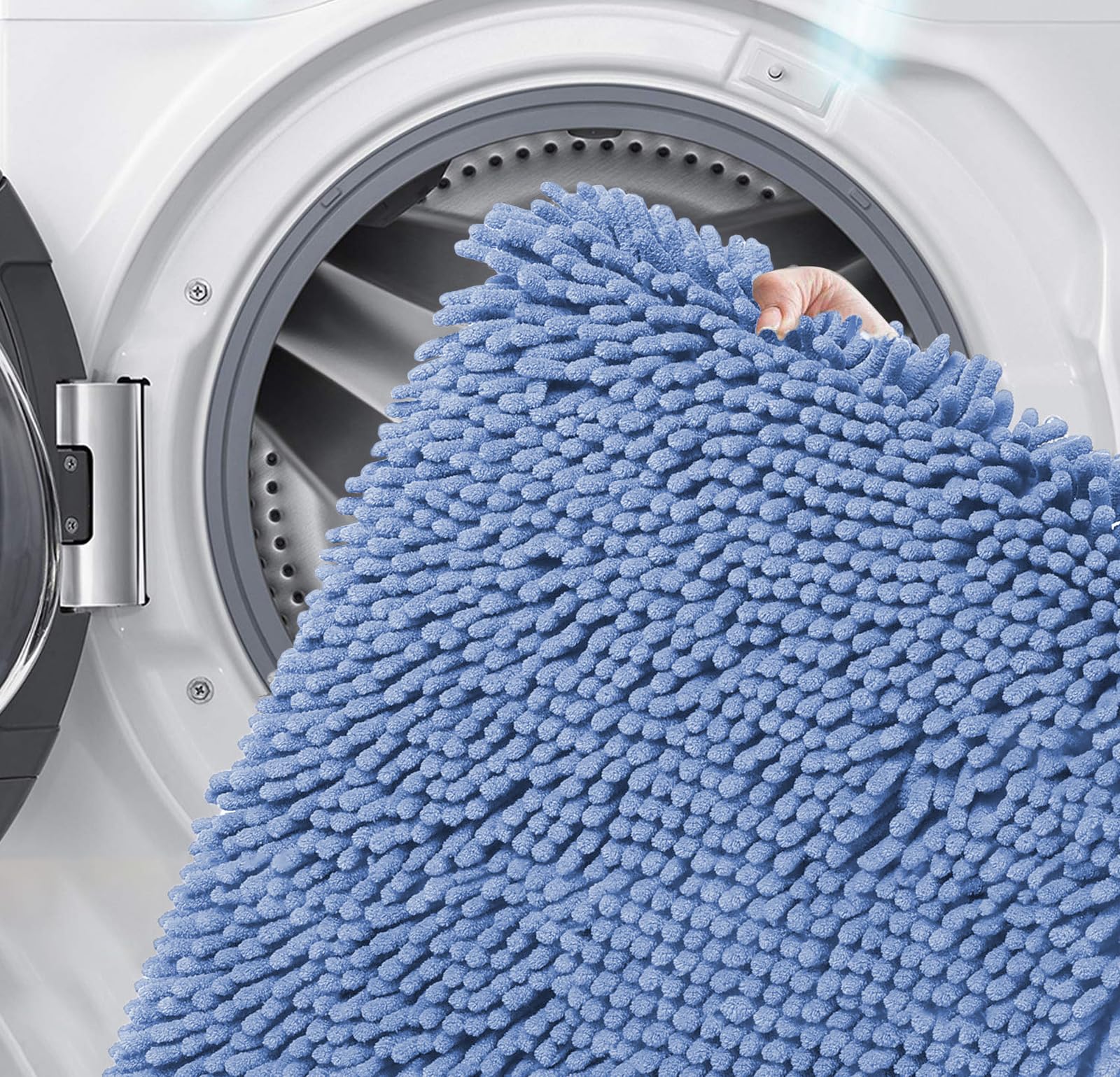 Tappeto Bagno Antiscivolo IlGruppone In Cotone – 60x120 Cm, Azzurro, Effetto Rilievo, Lavabile In Lavatrice