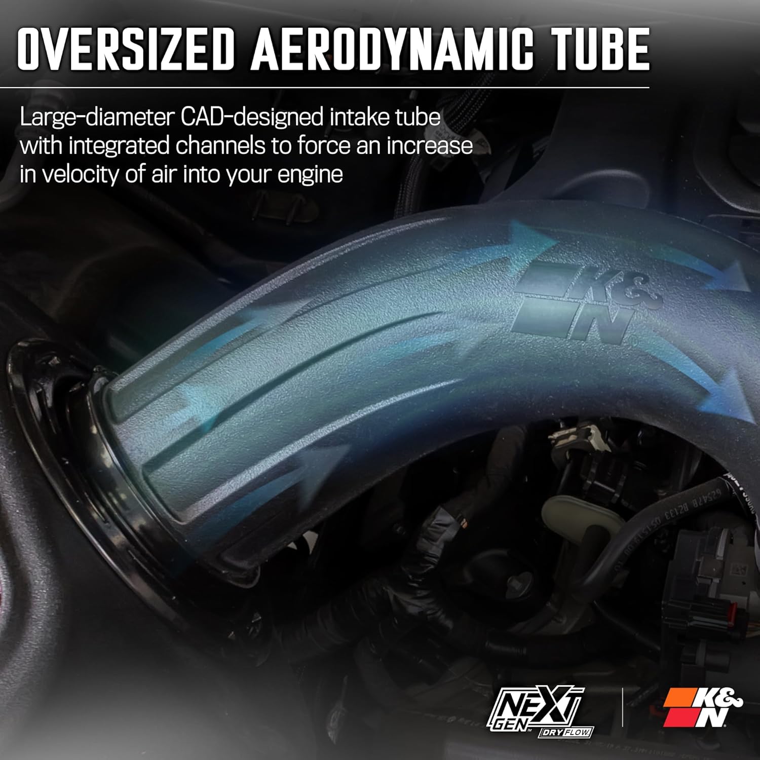 K&N NextGen Cold Air Intake System: Dry-Flow Cotton Filter: Compatible with 2019-2024 RAM 1500; 50-1578D