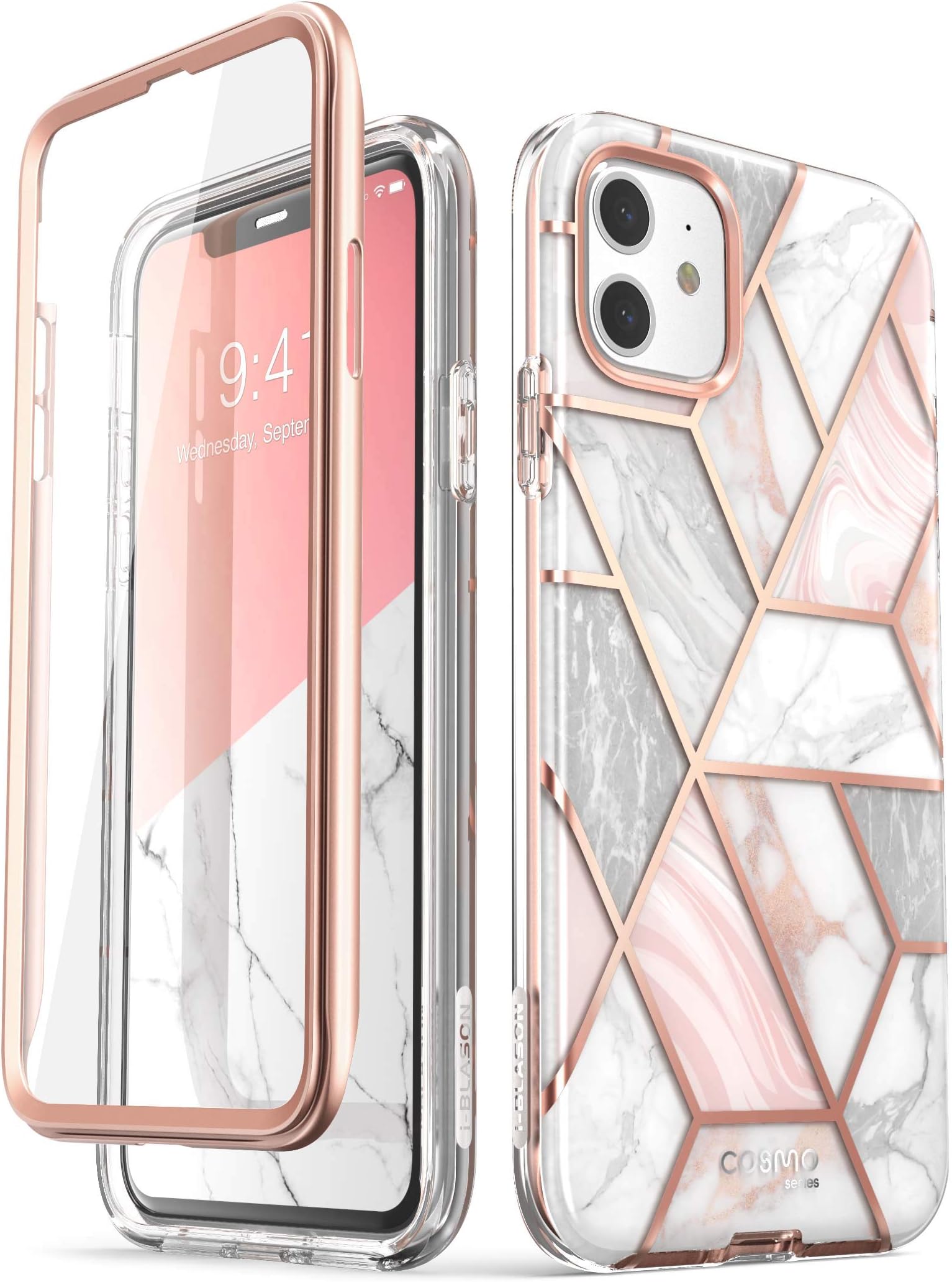 i-Blason Cosmo Series Protective Case for Apple iPhone 11 6.1-Inch (2019), Marble Pink