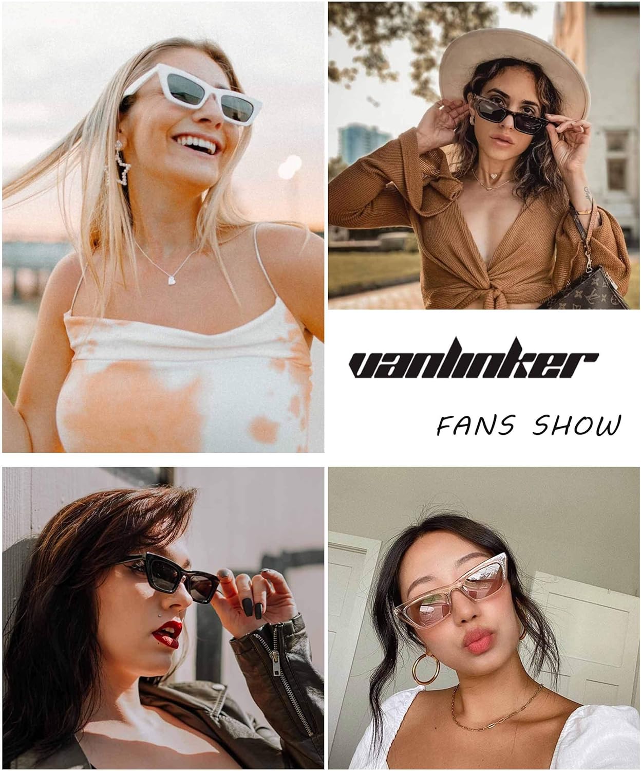 VANLINKER Small Trendy Skinny Cat Eye Sunglasses Women Retro Tiny Square Shade VL9555 - Image 5