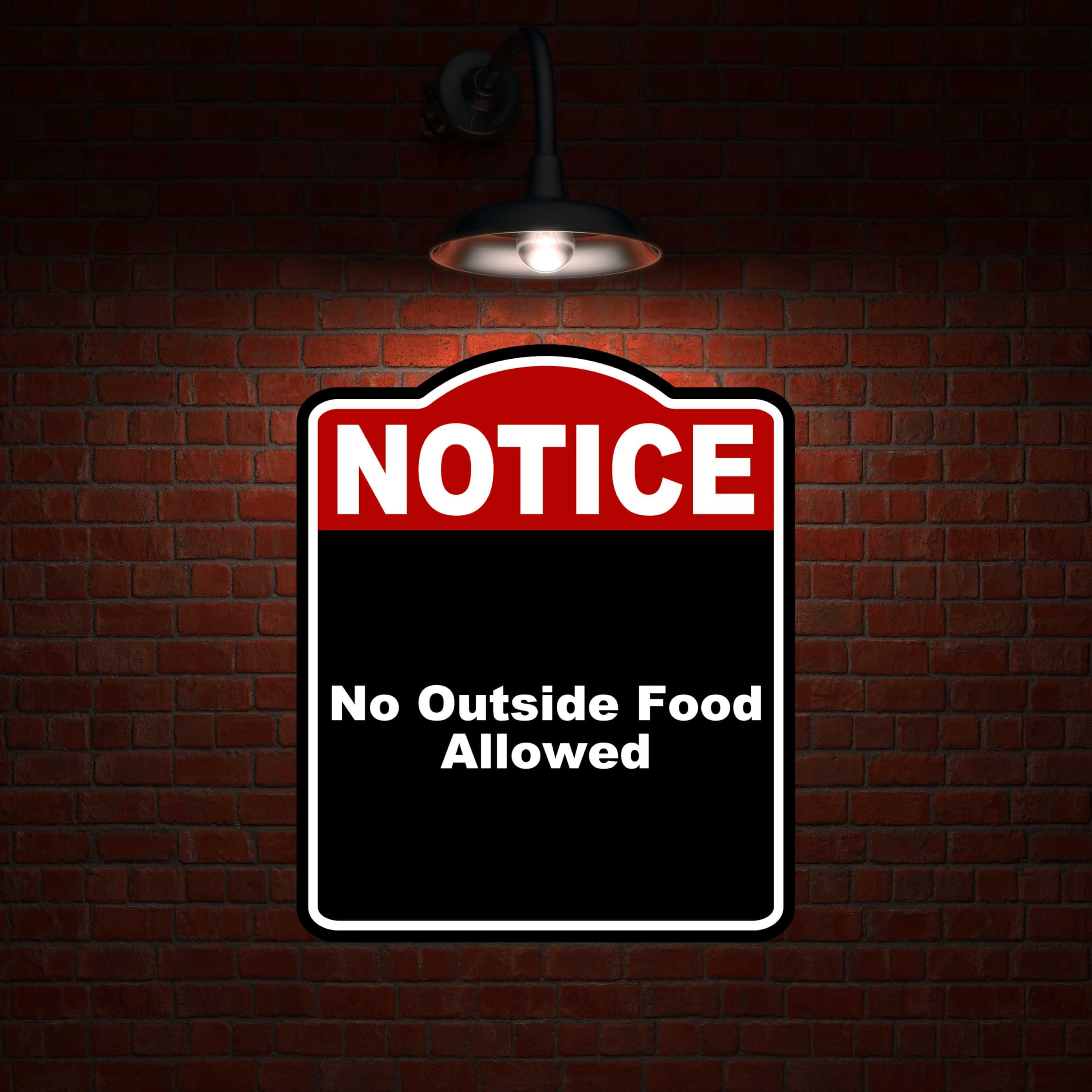 No Outside Food Allowed Notice Red Black Aluminum Composite Sign 8.5 x 10 inches