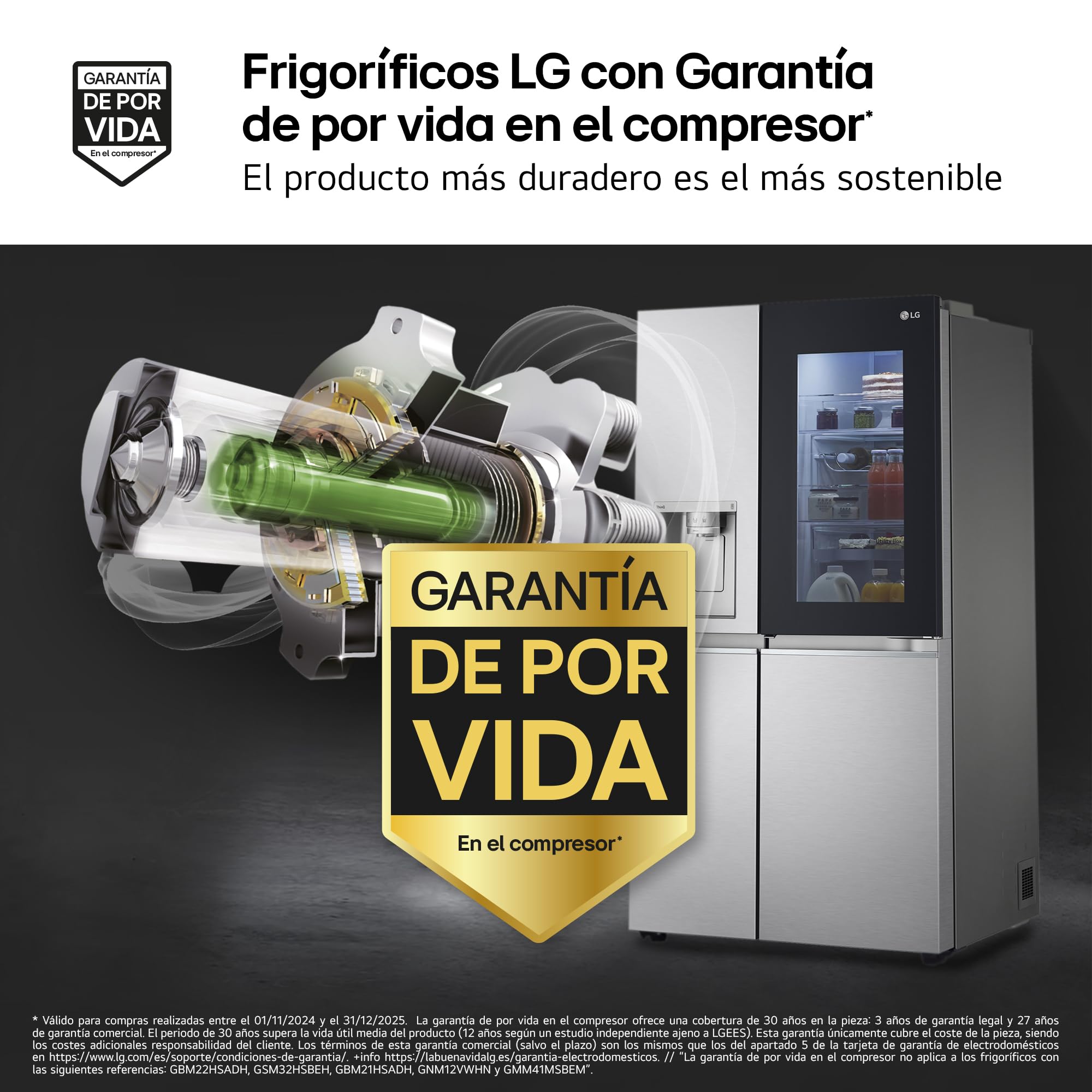 LG GSXV91BSAE - Frigorífico Side By Side, Serie 900, Instaview Door-in-Door, Fresh Balancer, Clasificación E, 635 L, Sin Toma de Agua, Inox Antihuellas