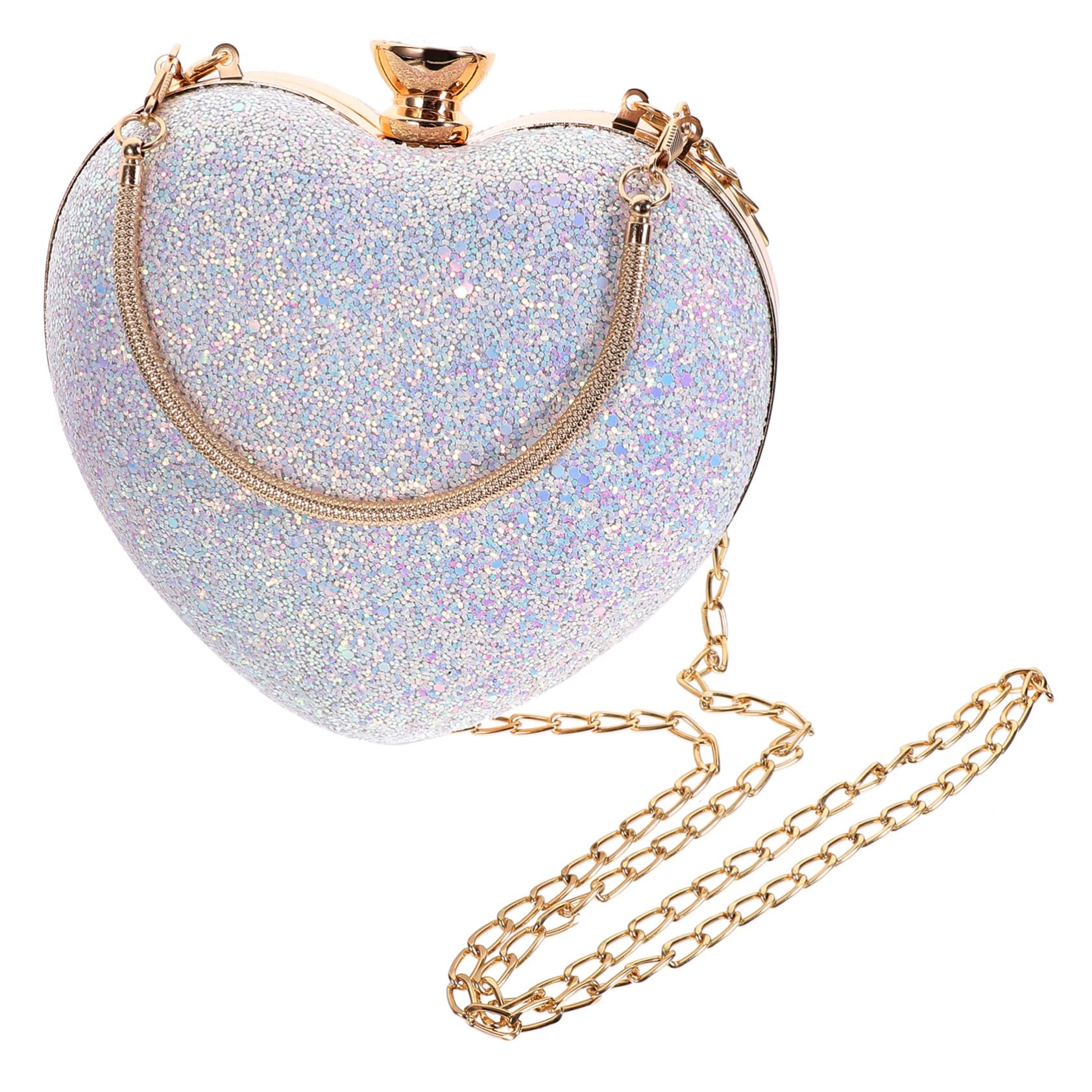 Sac de soirée cœur rigide anti-écrasement avec chaîne de fête chic - 8