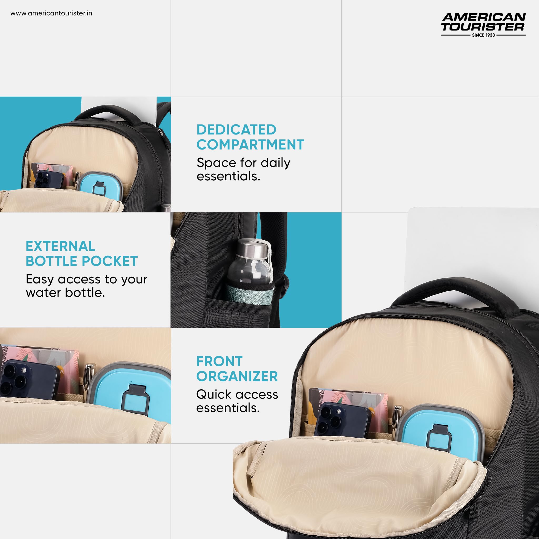 American Tourister Valex+ Laptop Backpack - Black -4