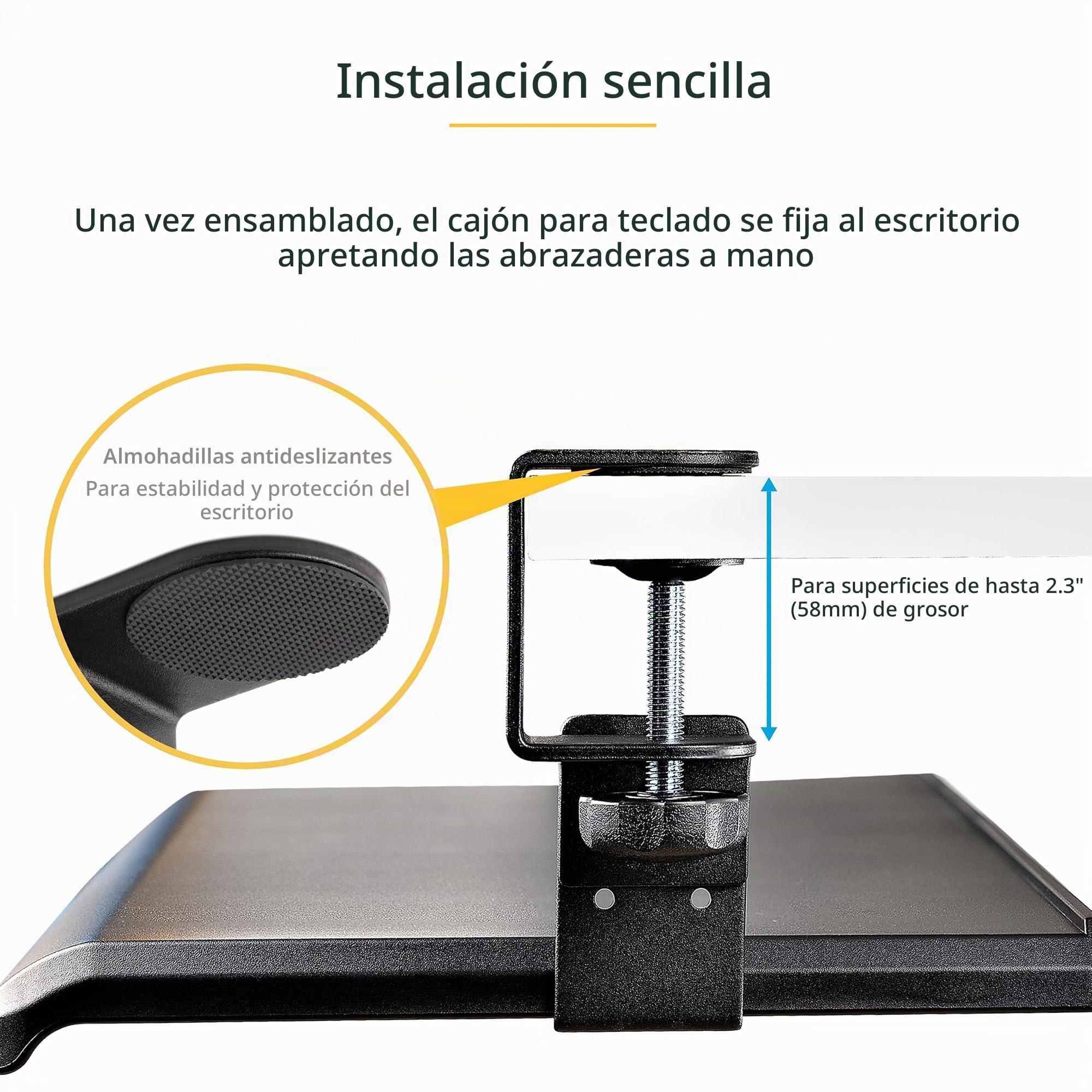 StarTech.com Bandeja para teclado debajo del escritorio, altura ajustable