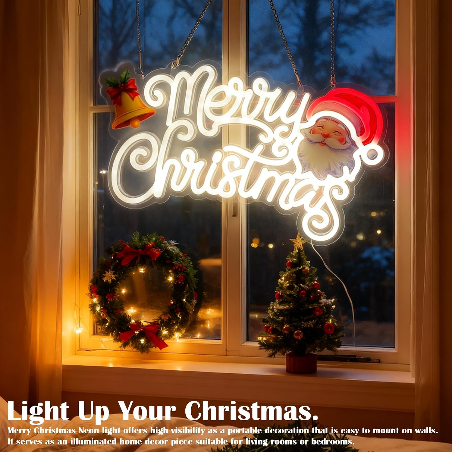 Merry Christmas LED Neon Sign Lights for Christma Festive Holiday Decoration Bedroom Wall Decor Christmas Gifts for Mom Kids Dorm Living Room Cafe Bars Party Decor (16.2 * 9.2in)