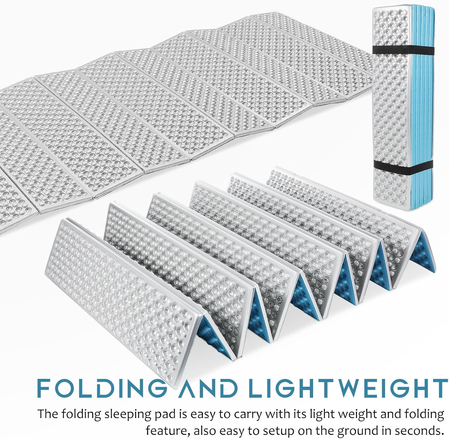 Egg Crate Sleeping Pad for Camping and Backpacking, Foldable Waterproof Foam Sleeping Mat with Pe Cotton Material, Comfortable to Sleep and Protects Against Dampness and Coldness,