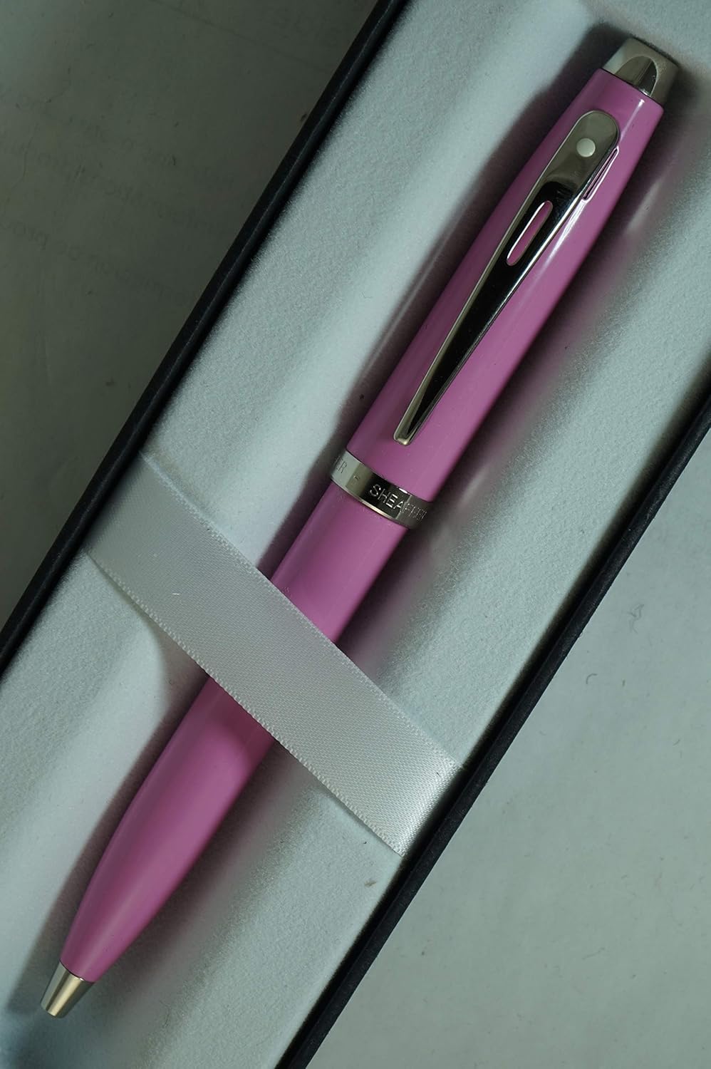 Sheaffer 100 Pearlescent Pink with Nickel appointments and Signature Mid Band Medium Ballpoint Pen. Very solid and Responsive